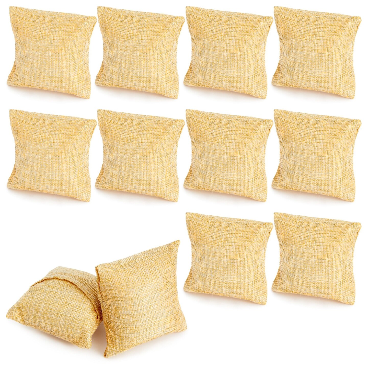 12 Pack Linen Bracelet Cushion, Pillow Holder for Accessories, Watches and Bangles, Jewelry Display for Selling, Ideal for Small Business, Retail, Boutique, Trade Shows (Beige, 3x3x2 in)