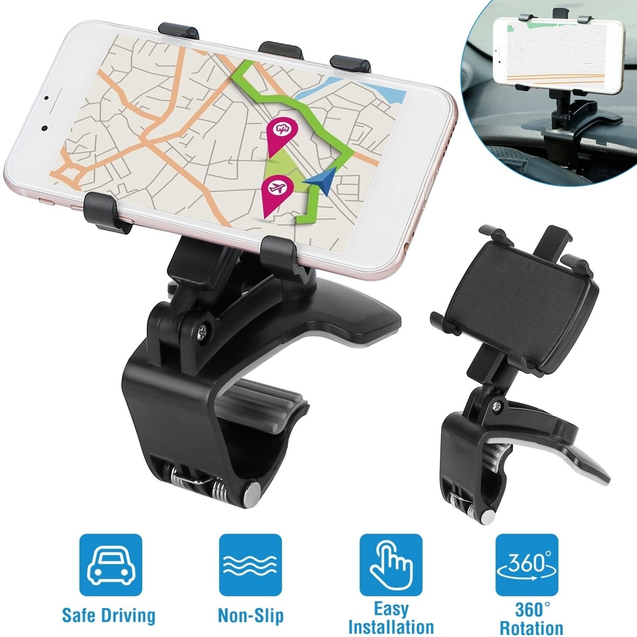 Global Phoenix Car Dashboard Phone Stand Car Phone Holder Non-slip 360 Rotation Dashboard Phone Holder Suitable For 3-7in Cell Phone