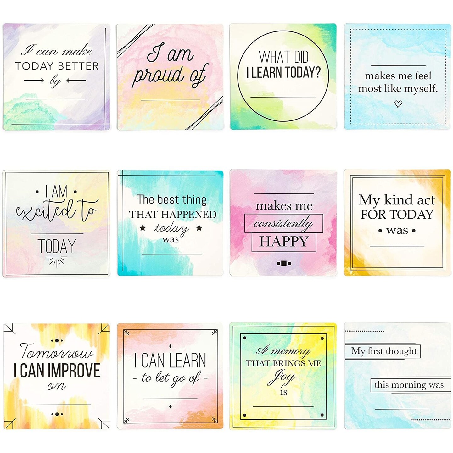 12 Pack Inspirational Positive Affirmation Magnets, Dry Erase (4 x 4 Inches)