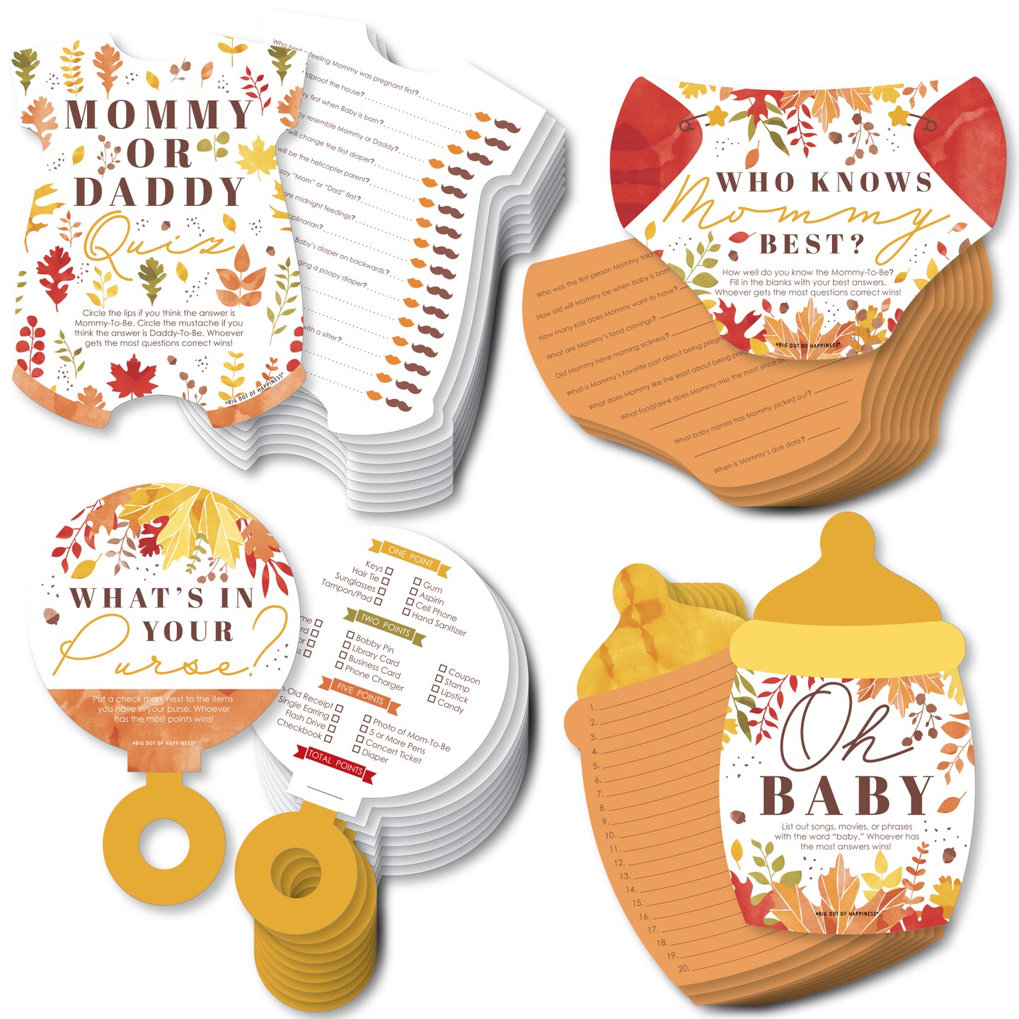 Big Dot of Happiness Fall Foliage Baby 4 Autumn Leaves Baby Shower