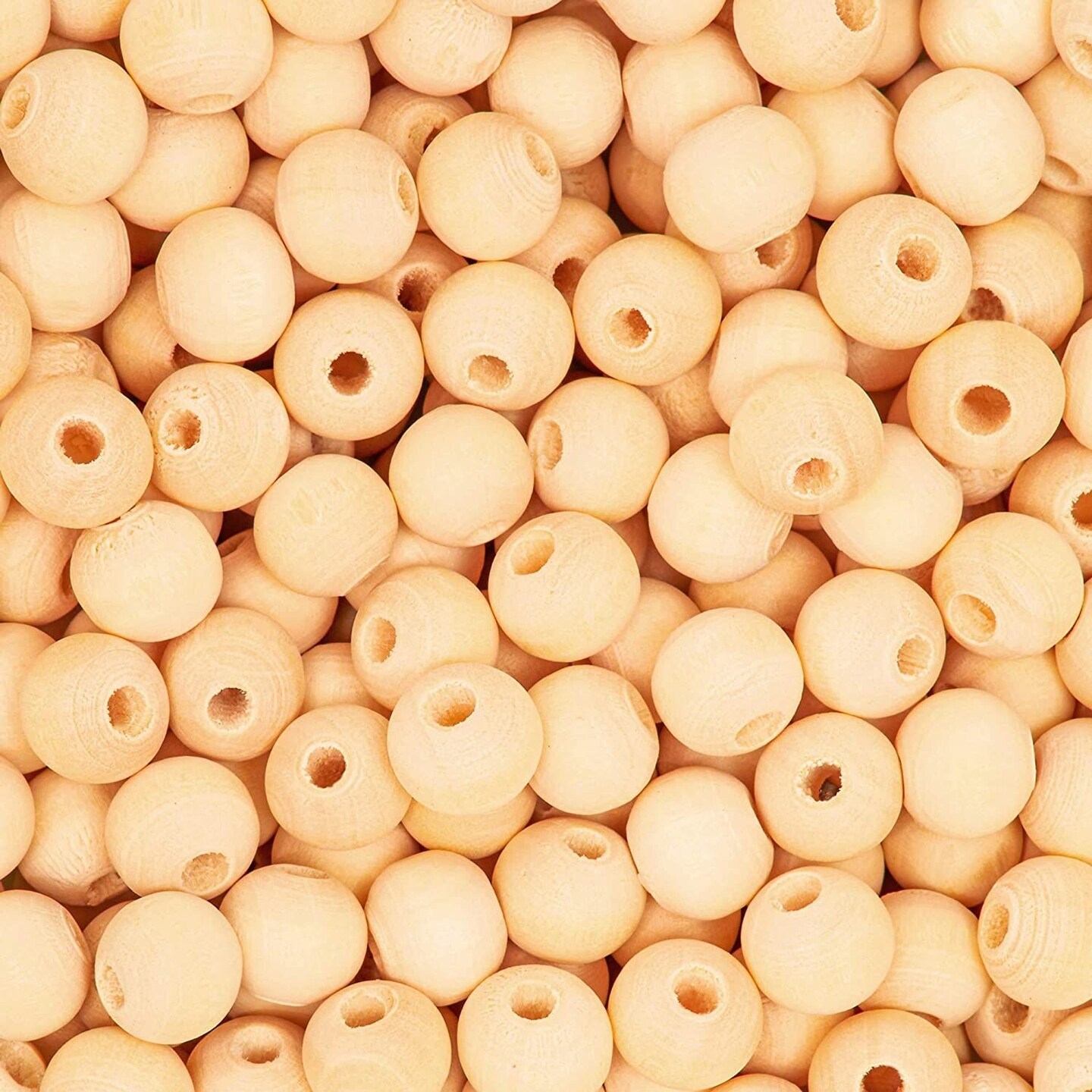 Juvale Birch Wood Beads for Jewelry Making (0.39 in, Natural Color, Pack of 300)