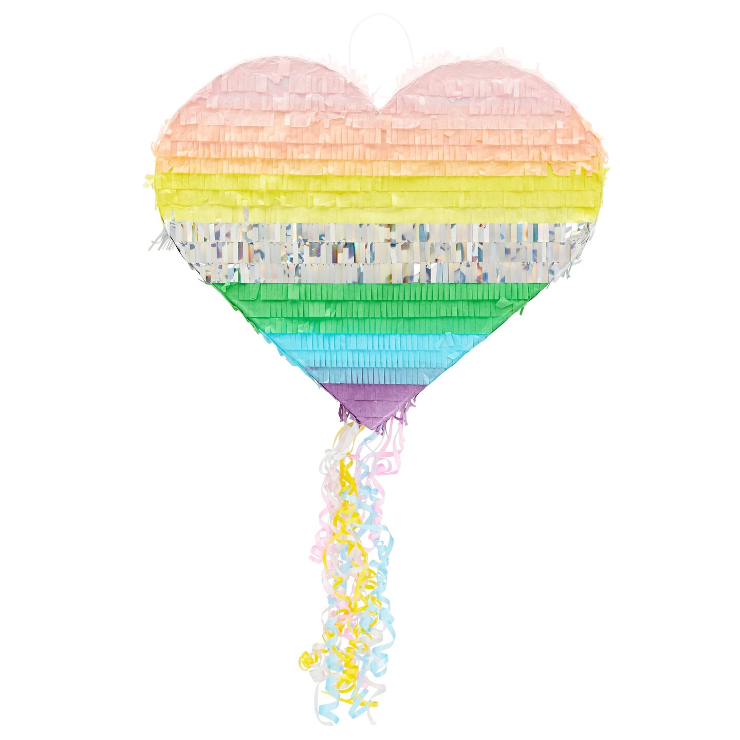 Small Pull String Rainbow Heart Pinata for Pastel Birthday Party ...