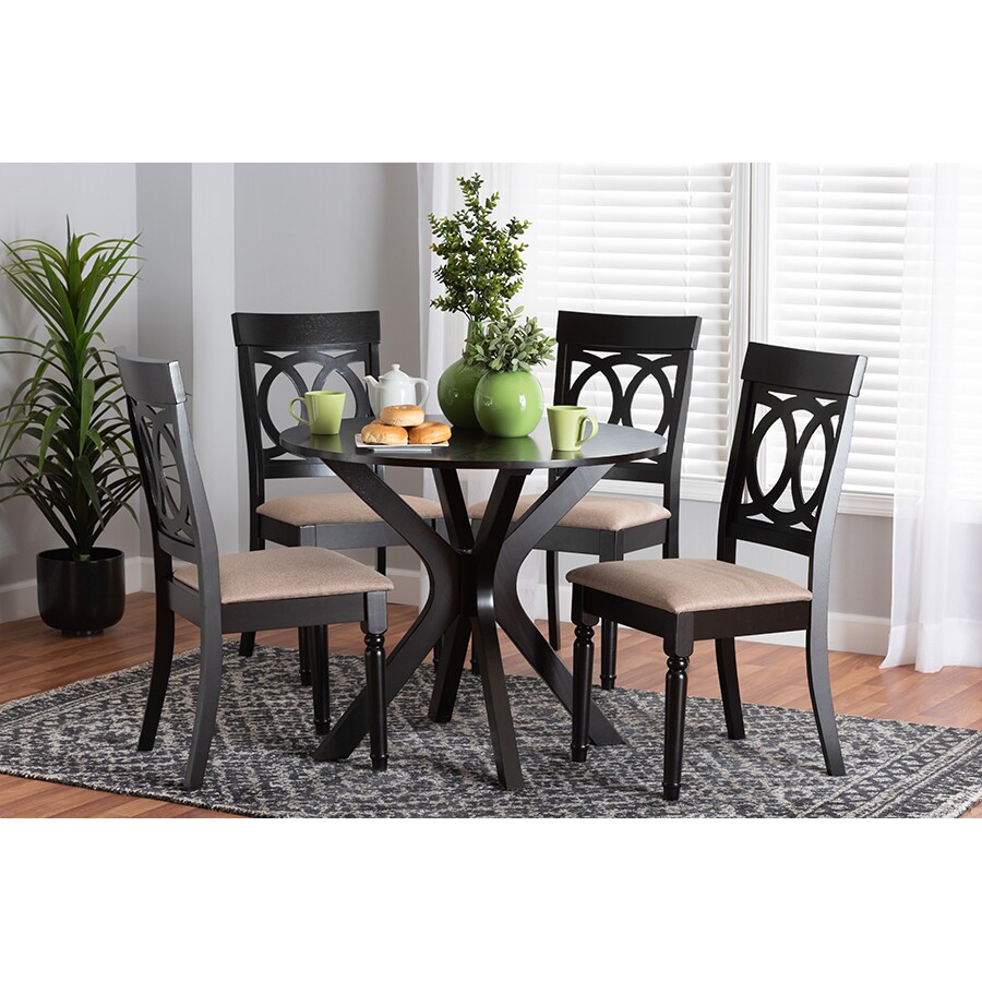 Wholesale Interiors Baxton Studio Jessie Modern Sand Fabric and Dark Brown Finished Wood 5-Piece Dining Set