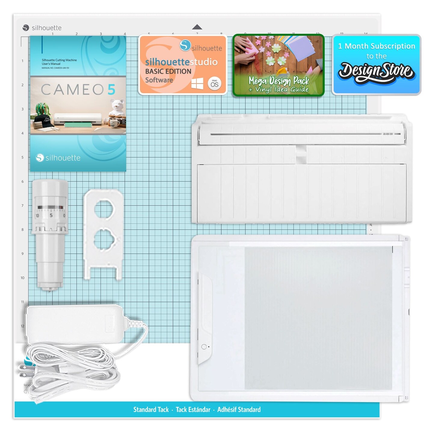 Silhouette White Cameo 5 PLUS with Electrostatic Grip Mat Attachment