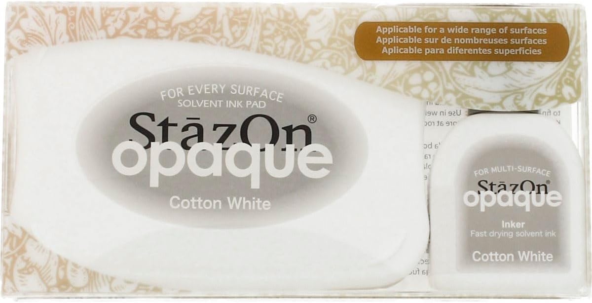 StazOn Opaque Un-Inked Pad and Inker, Cotton White, Pad and Inker