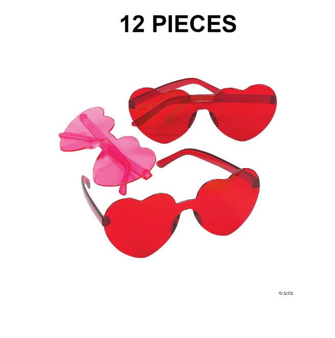 Kids Valentine Rimless Heart Glasses - 12 Pc.