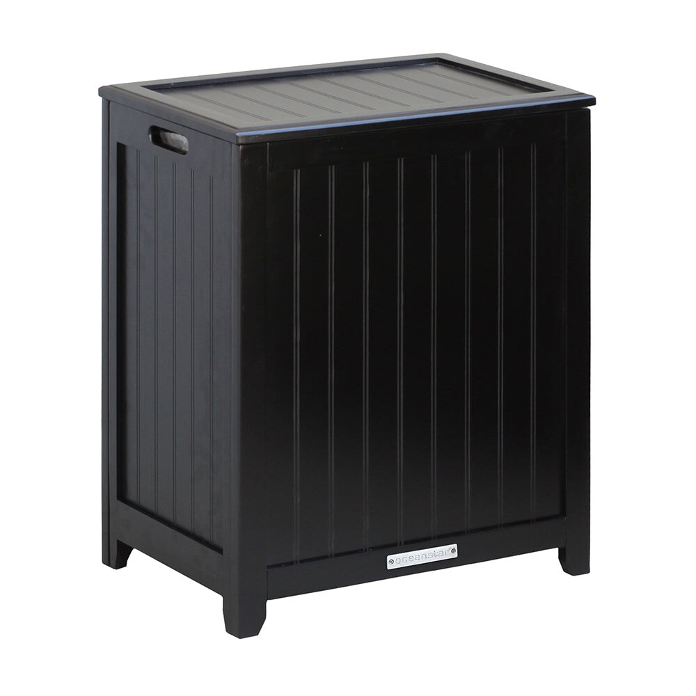 Oceanstar Mahogany Finished Rectangular Laundry Wood Hamper with Interior Bag