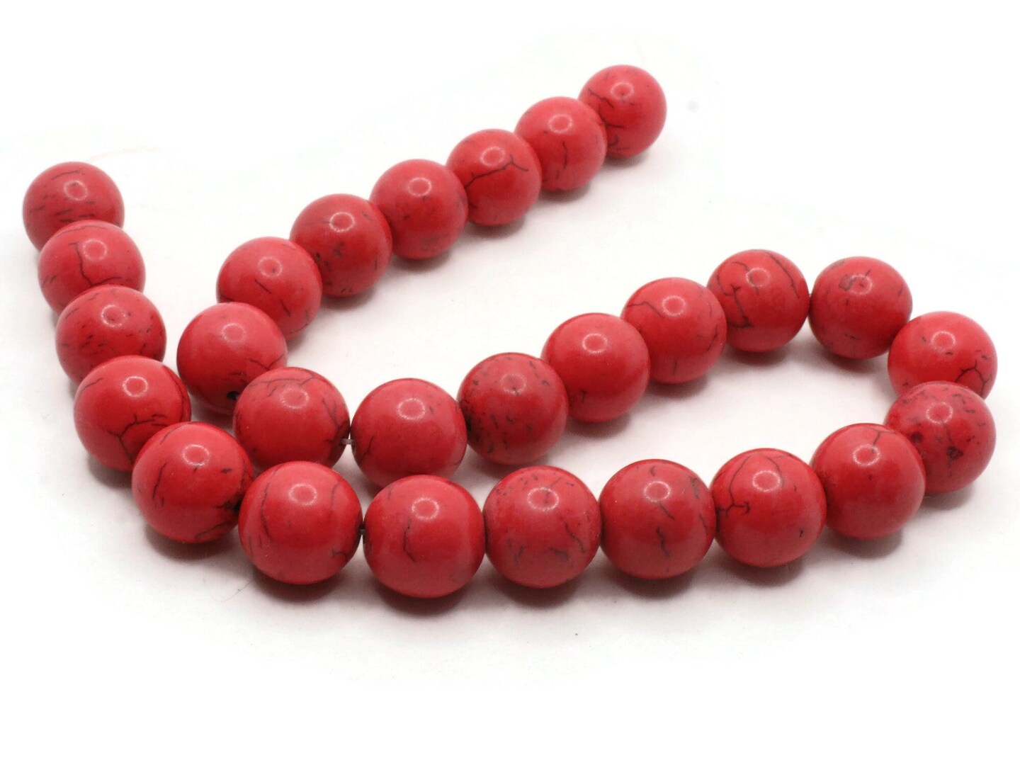 27 15mm Round Dyed Red Synthetic Turquoise Gemstone Beads