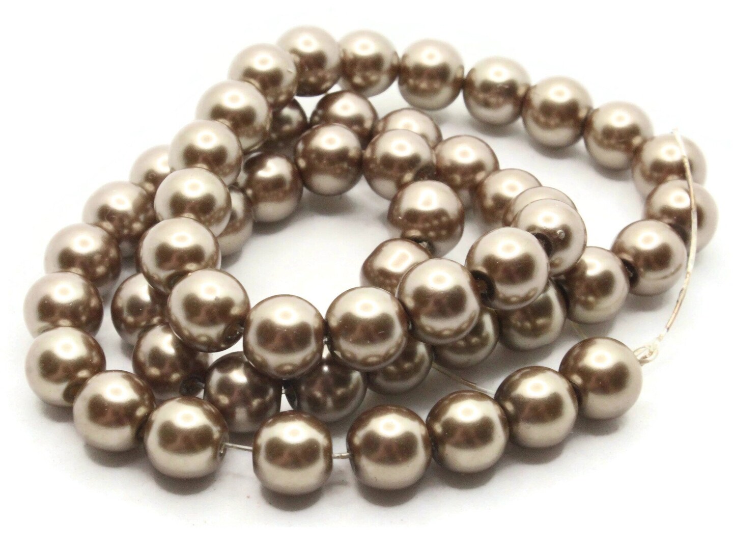 53 8mm Bronze Brown Glass Pearl Beads