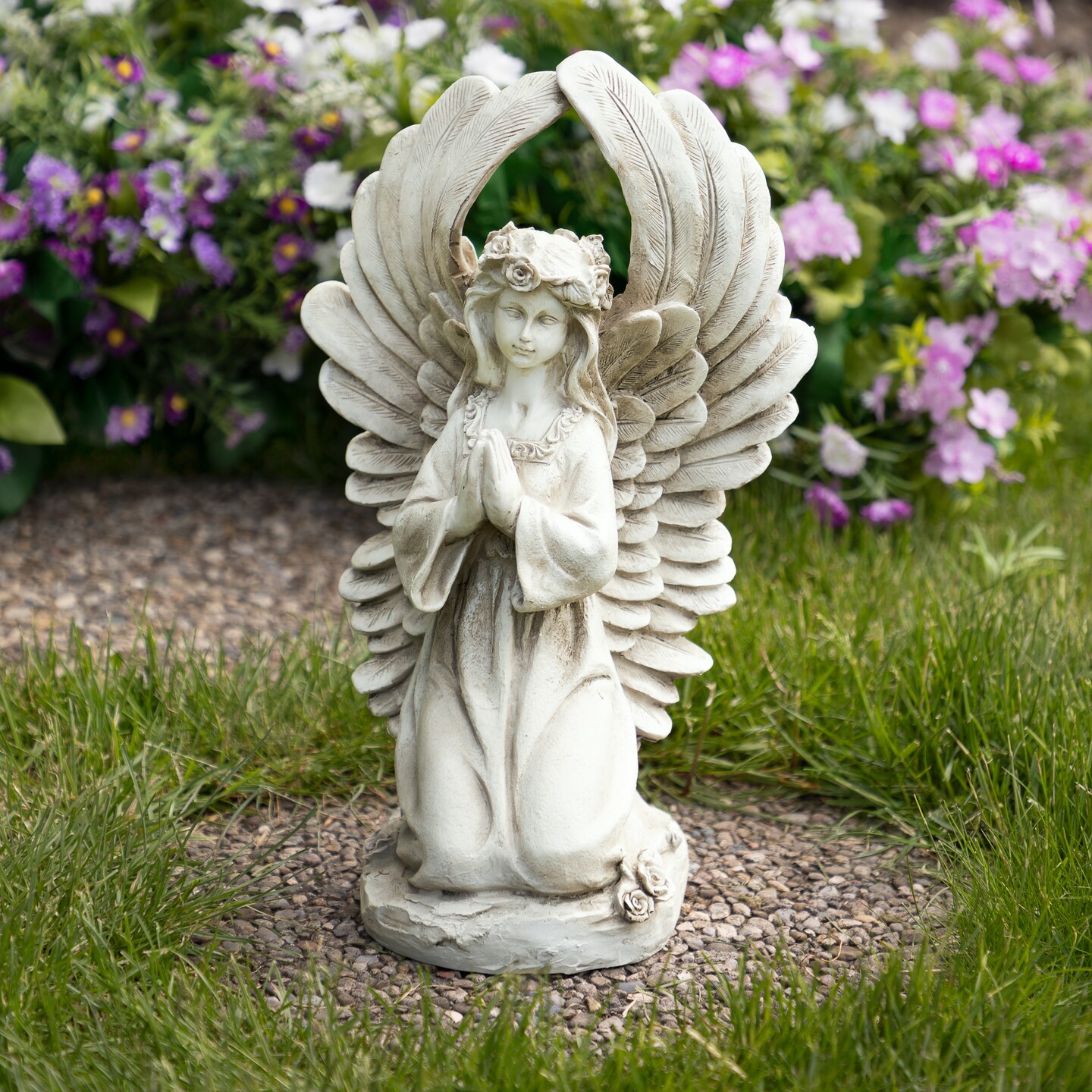 Northlight 15.25" Angel Kneeling in Prayer Outdoor Garden Statue