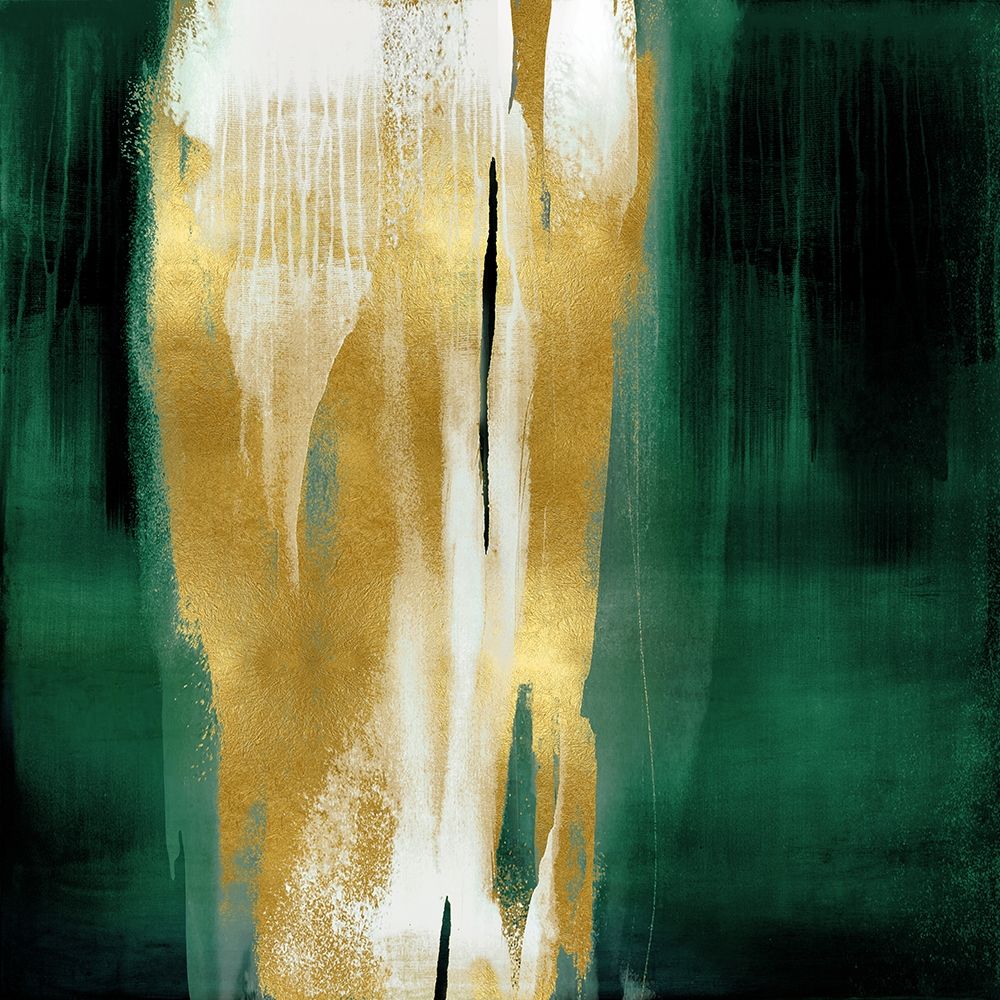 Free Fall Emerald with Gold I Poster Print by Christine Wright # CTW116562
