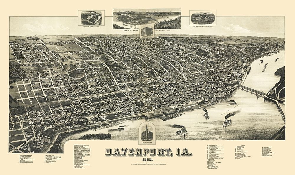 Davenport Iowa - Wellge 1888 Poster Print by Wellge Wellge # IADA0005