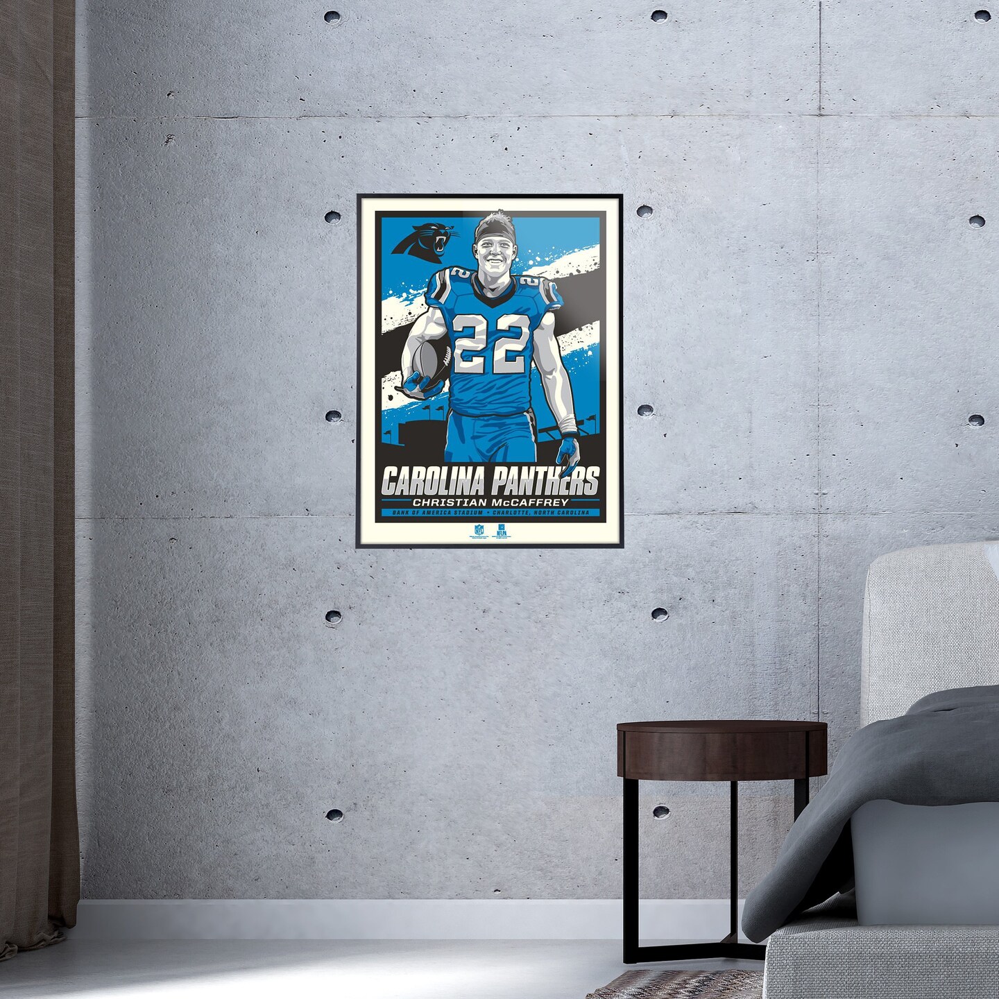 Phenom Gallery Carolina Panthers Christian McCaffrey 18&#x22; x 24&#x22; Deluxe Framed Serigraph