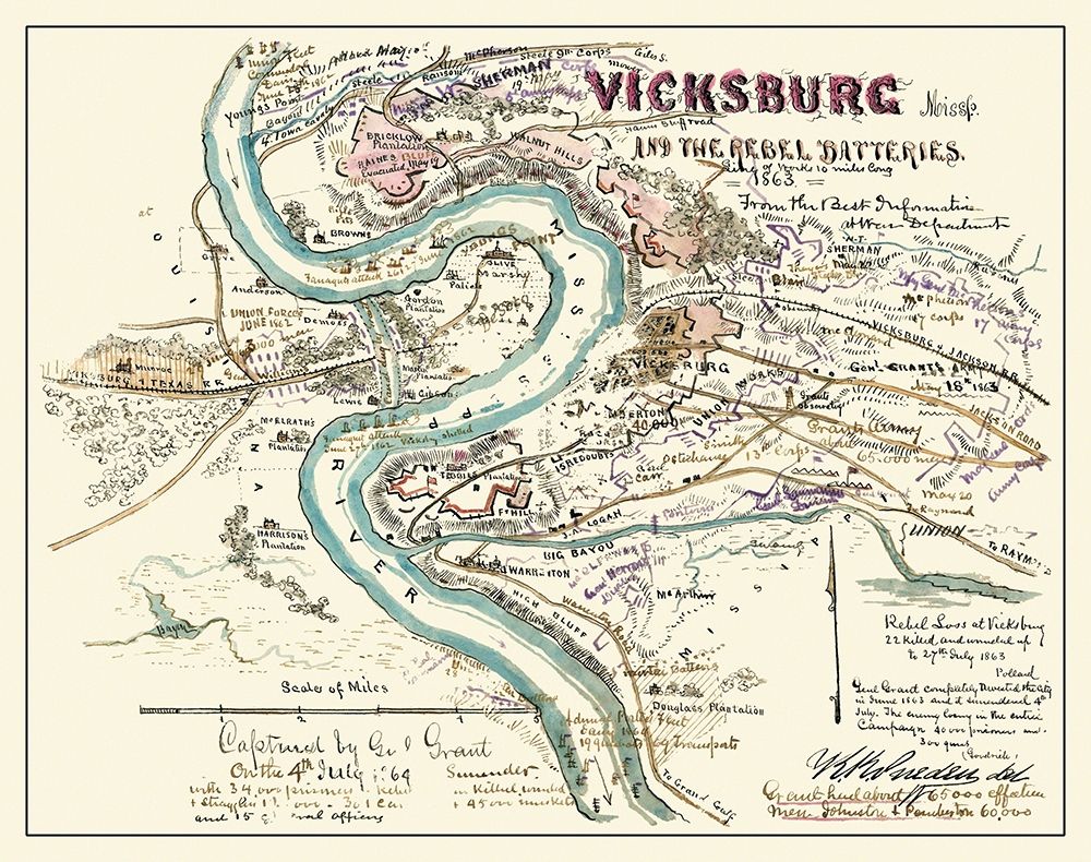 Vicksburg Mississippi Rebel Batteries Poster Print by Sherman Sherman # CWVI0003
