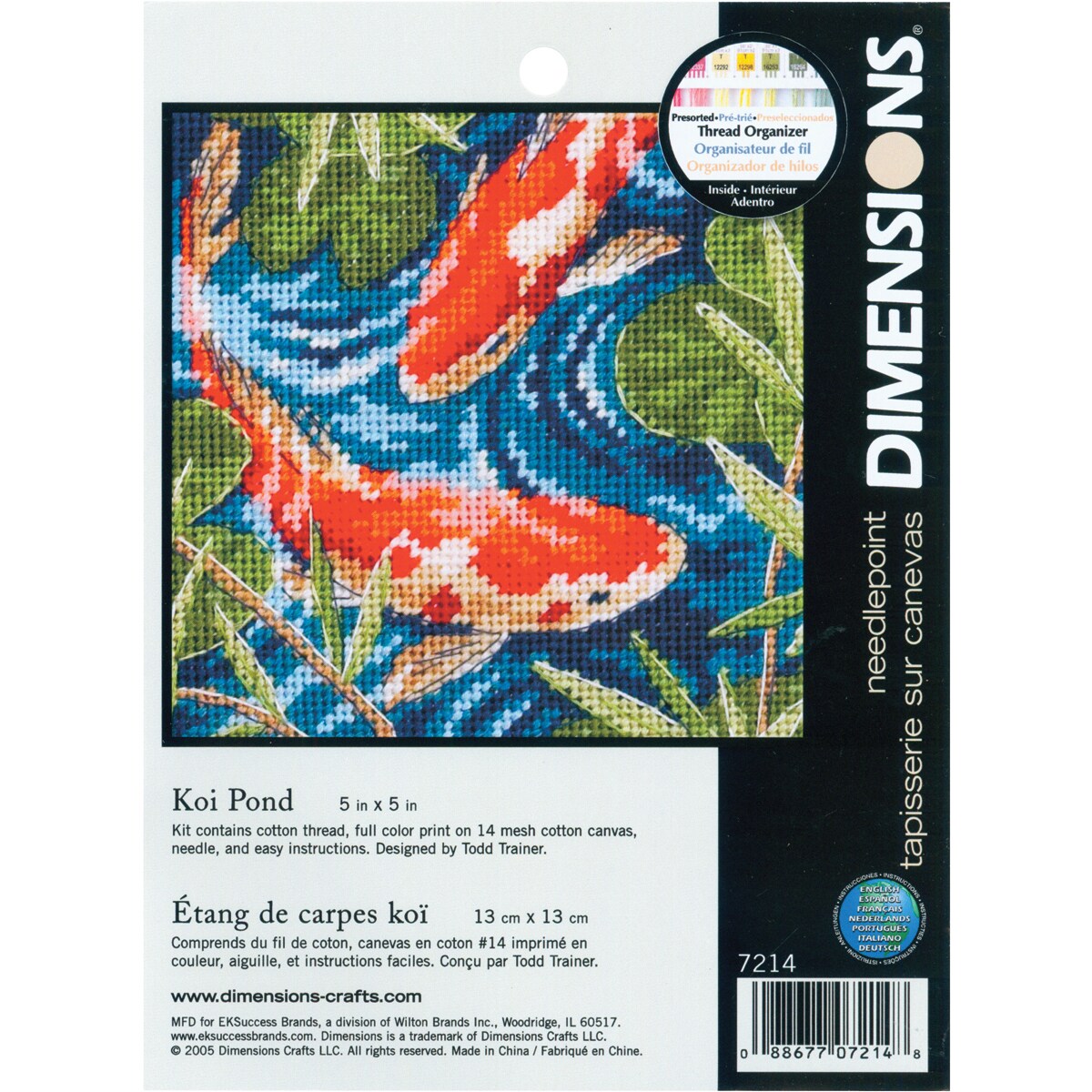 Dimensions Mini Needlepoint Kit 5"X5"-Koi Pond Stitched In Thread