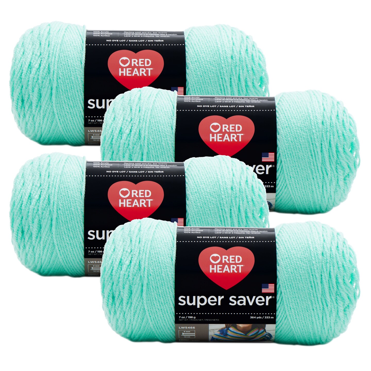 Pack Of 4 Red Heart Super Saver Yarn Minty Michaels