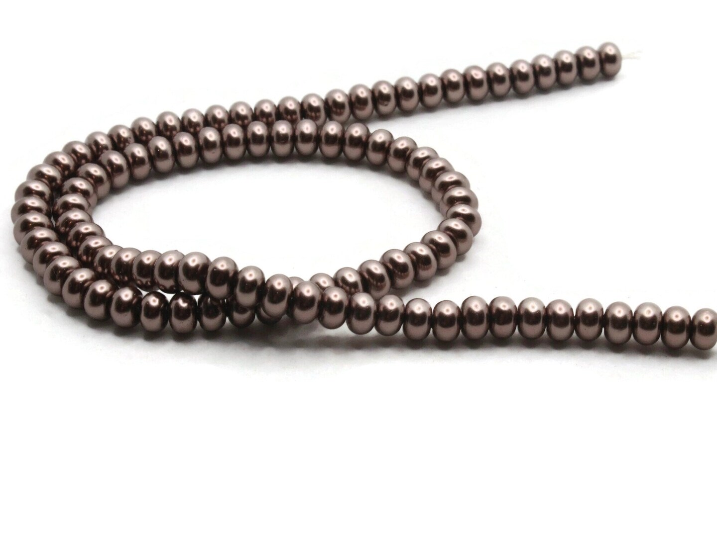 92 6mm Brown Rondelle Glass Pearl Beads