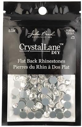 Crystal Lane DIY SS34 (7mm) Hot-fix Glass Flat Backs Rhinestones, 144pcs
