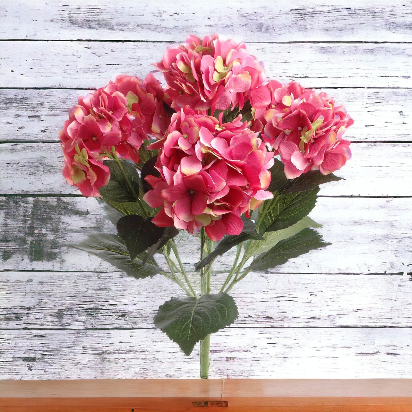 20" Hydrangea Bush - 7 Silk Flowers with Lifelike Leaves, Artificial Greenery, Perfect for Home, Office & Wedding Décor - Spring & Year-Round Accent, Floral Home by Artificial Flowers