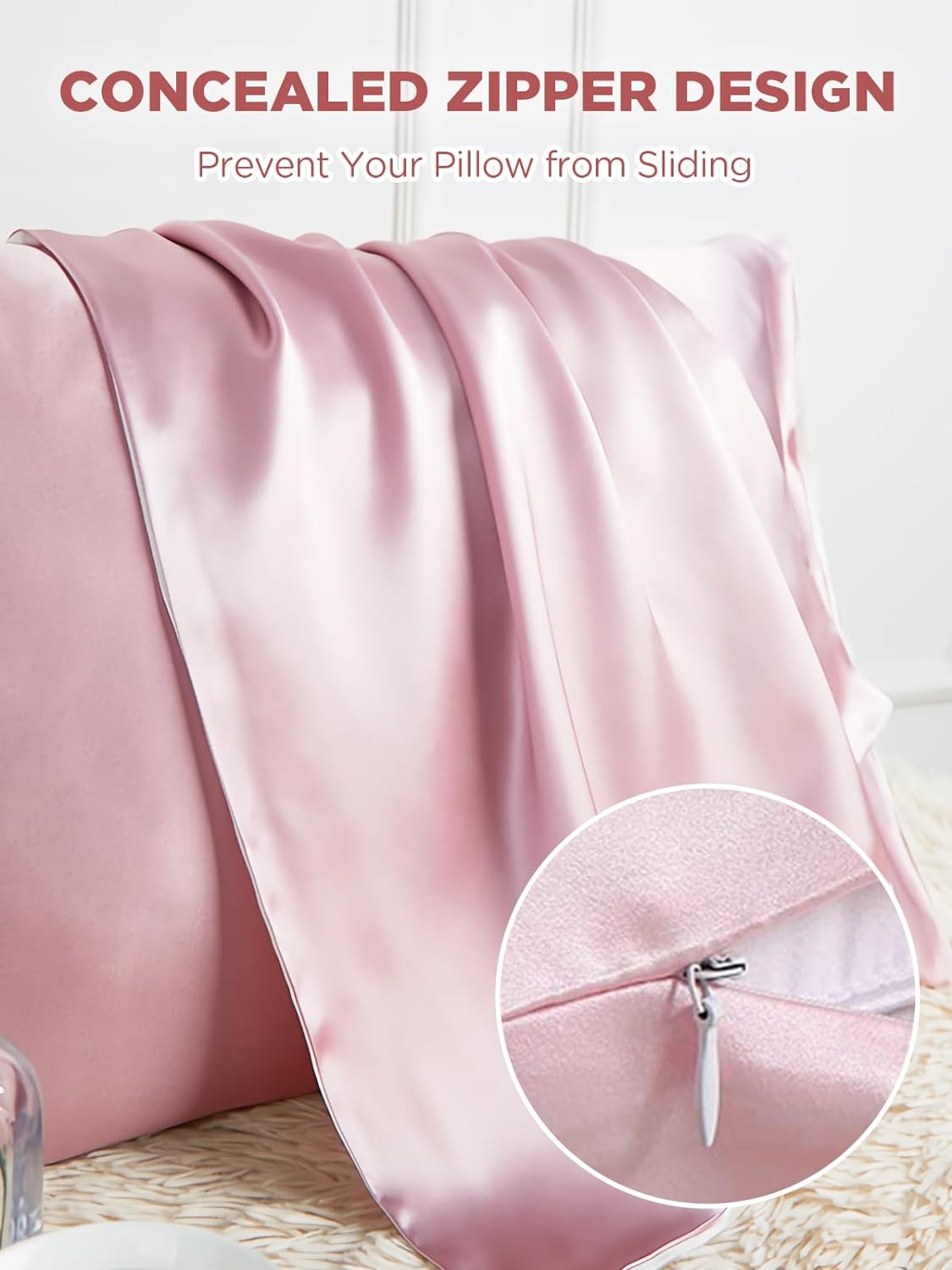 Mulberry Silk Soft Pink Pillowcase-Queen 20&#x22;x30&#x22;