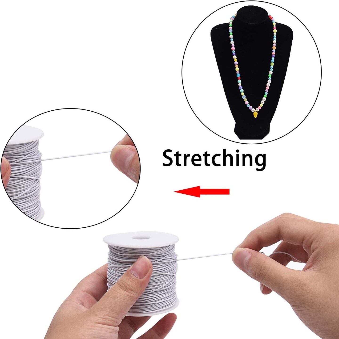 0.8 mm Elastic String Cord Thread Cords for Jewelry Making Bracelets Beading, 109 Yards, White