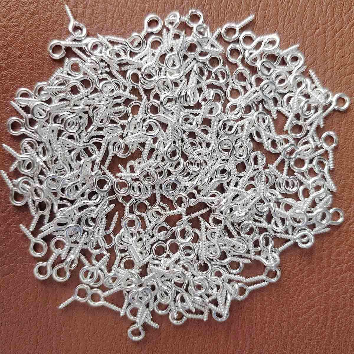 Small Screw Eye Pins,10 x 5mm Eye pins Hooks,Mini Screw Eye Pin Peg for Arts &#x26; Crafts Projects,Self Tapping Screws Hooks Ring for Cork Top Bottles &#x26; Charm Bead &#x26; DIY Jewelry Making (Silver)
