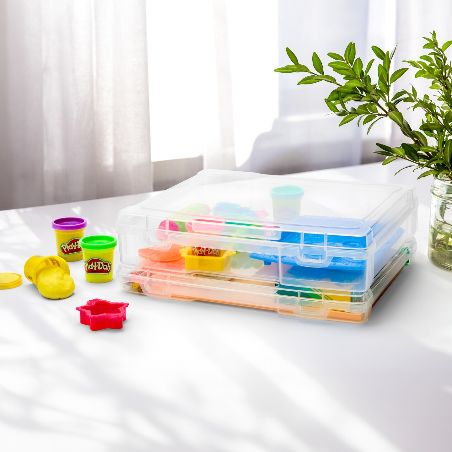 Sorbus 9 Piece Variety Size Clear Stackable Portable Project Case Fits 10&#x22;x12&#x22; - Snap-Tight Closure, Ideal for Board Games, Crafts, and Office Supplies