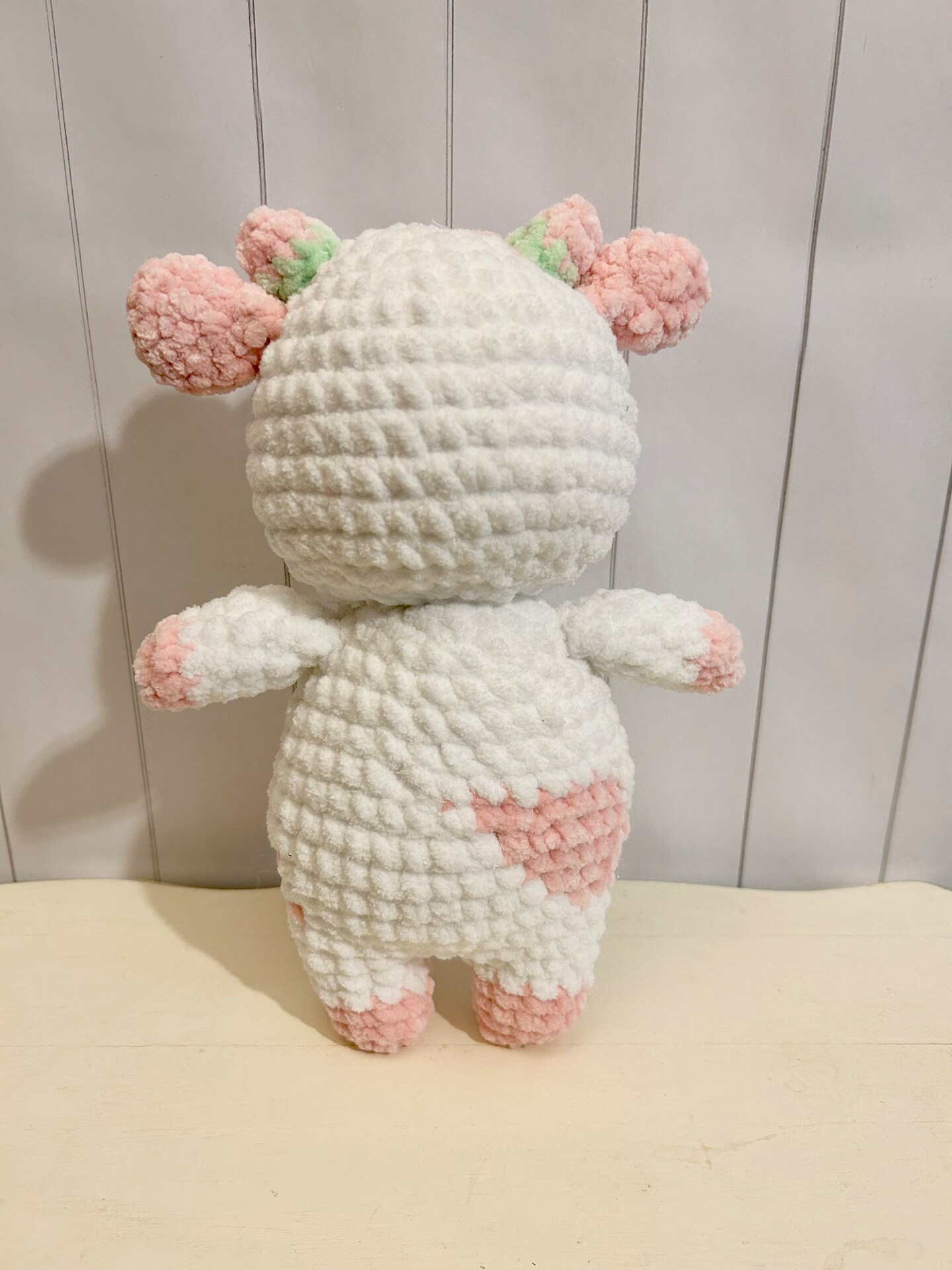 Crochet Strawberry Cow, Crochet Fluffy Cow