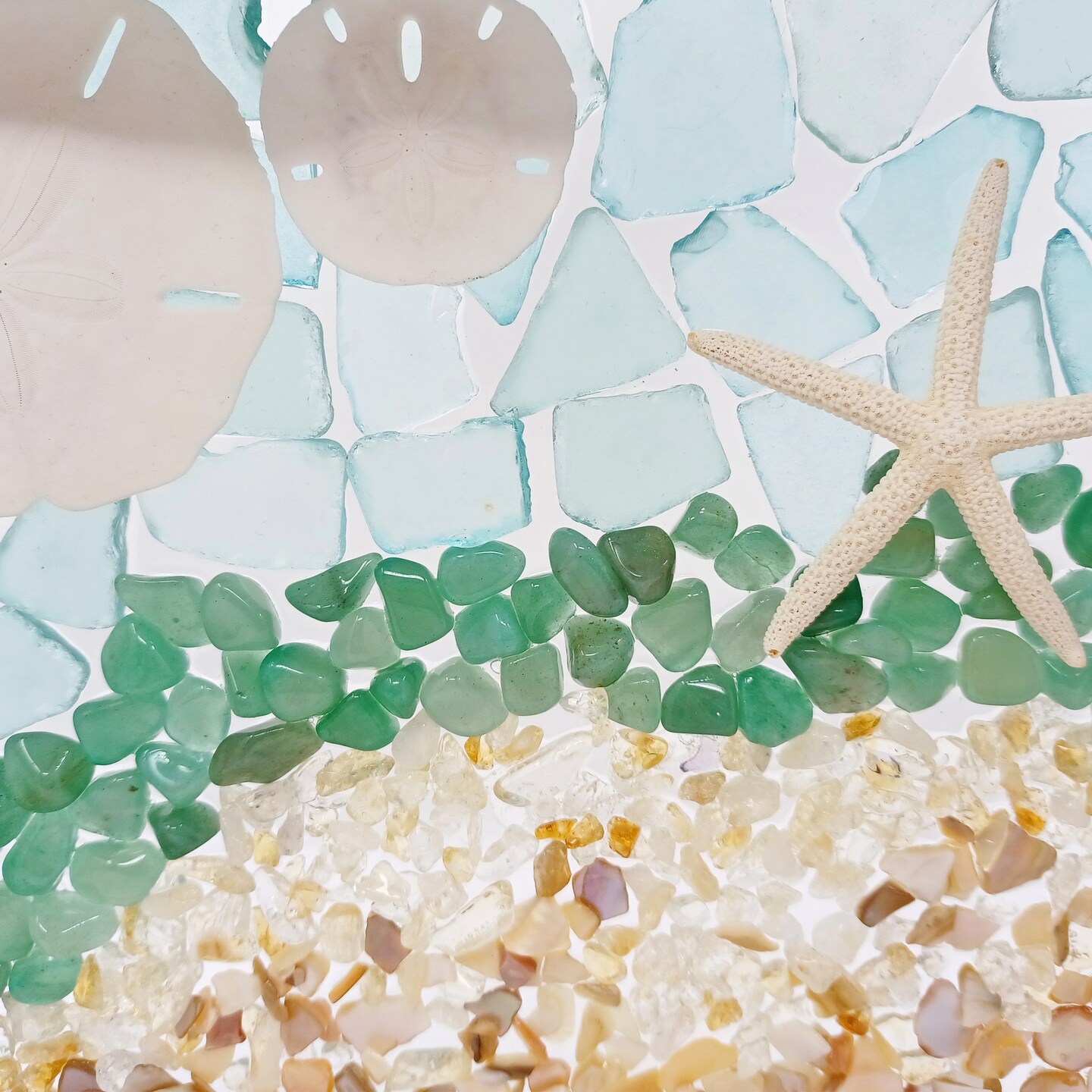 宝物♡Sea glass art Sea Glass Pebble Art, Pebble Art Four Leaf Clover, Gift for