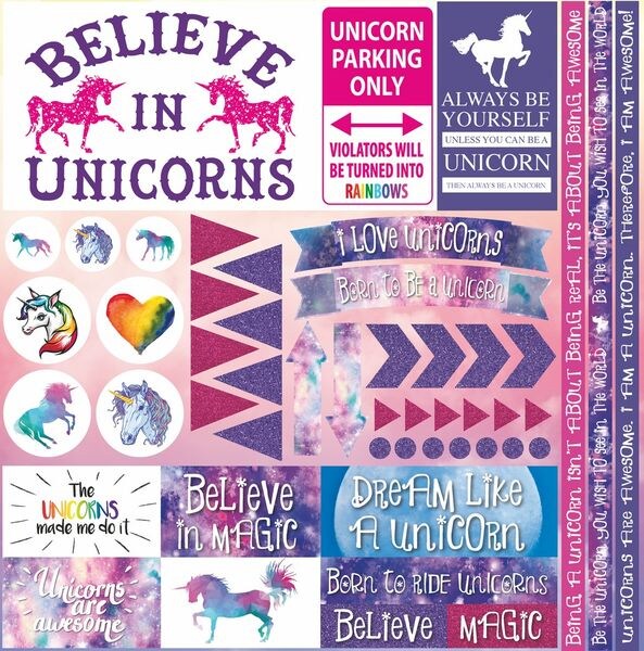 Reminisce Unicorn Magic 12x12 Elements Sticker Sheet