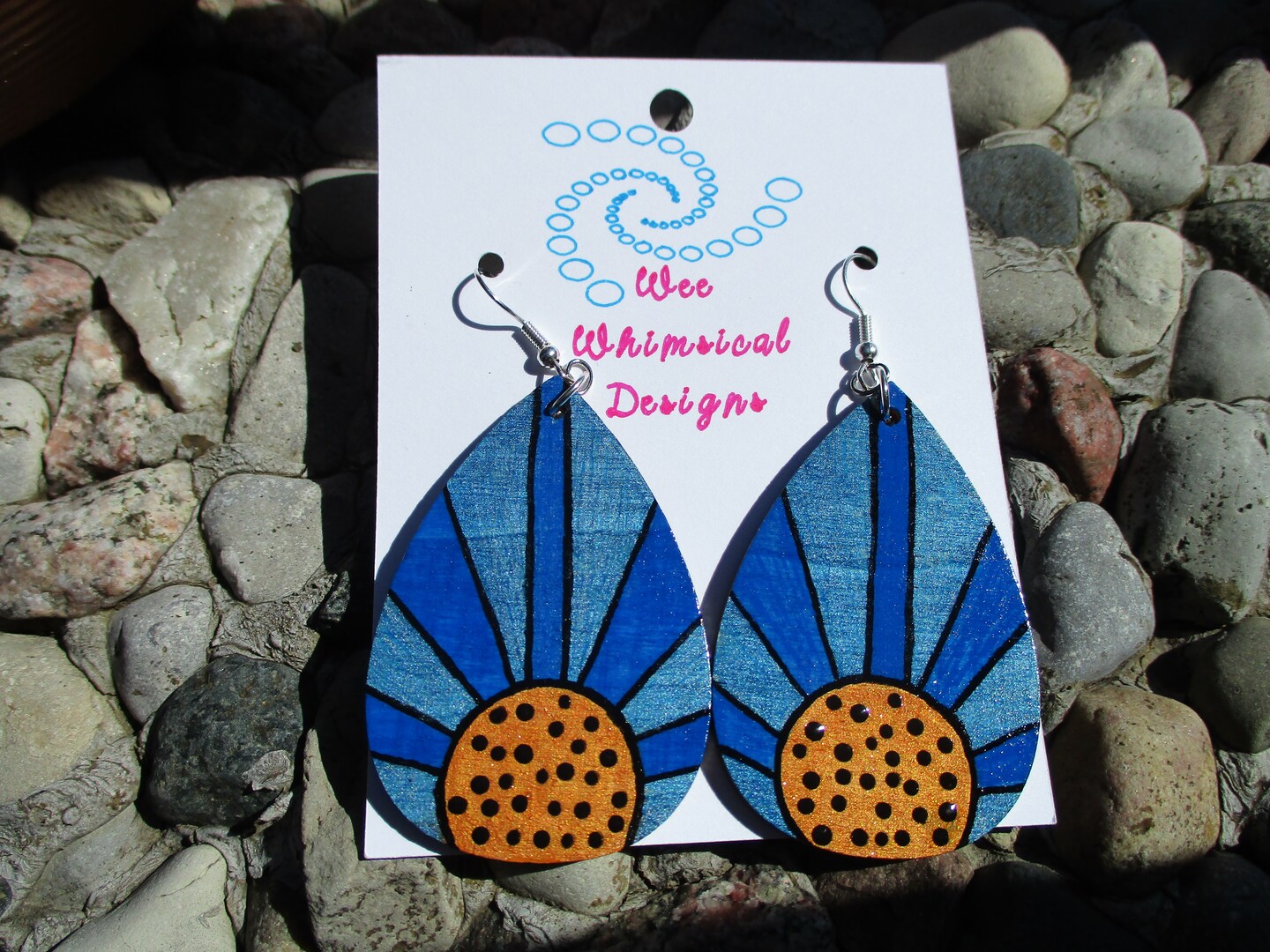 wooden teardrop shape hand painted earrings whimsical hand painted design  one of a kind design earrings MakerPlace by Michaels