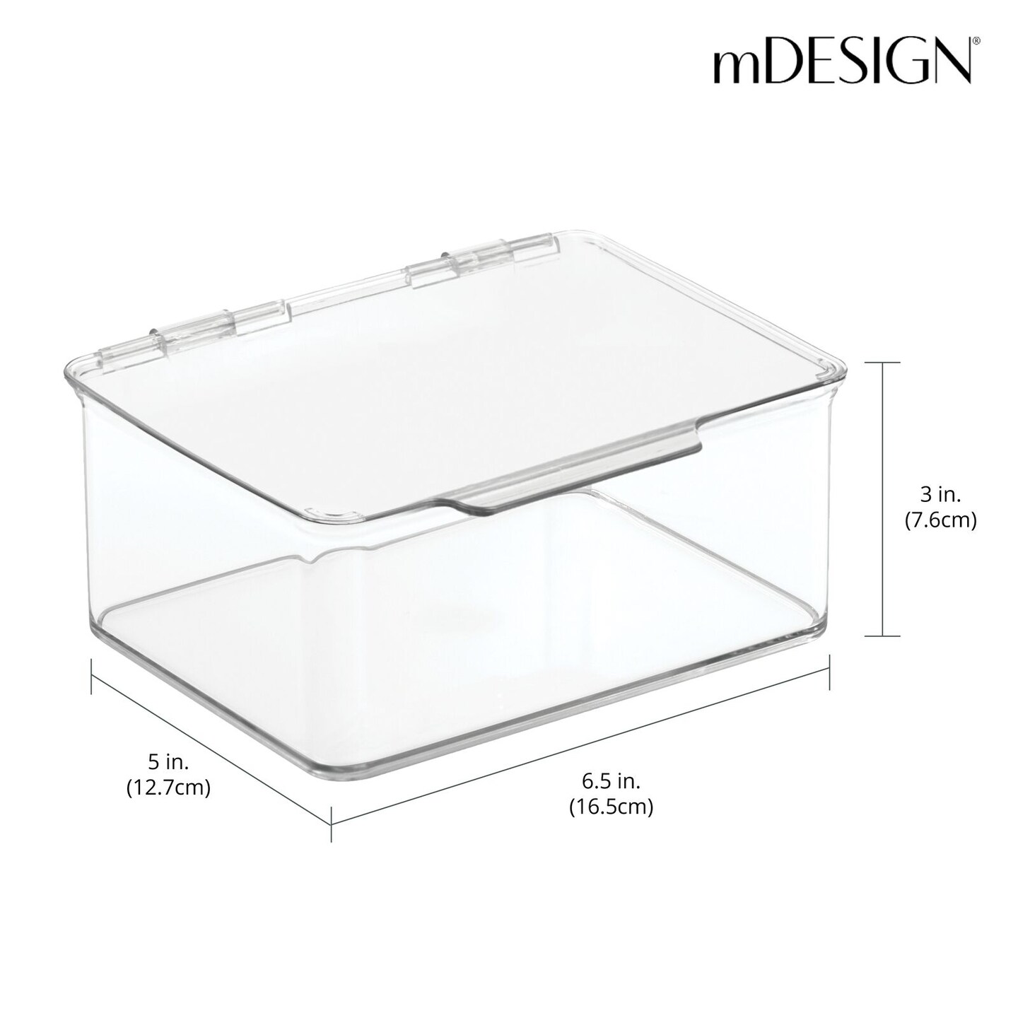 mDesign Plastic Kitchen Pantry Food Storage Bin Box, Lid - 4 Pack - Clear