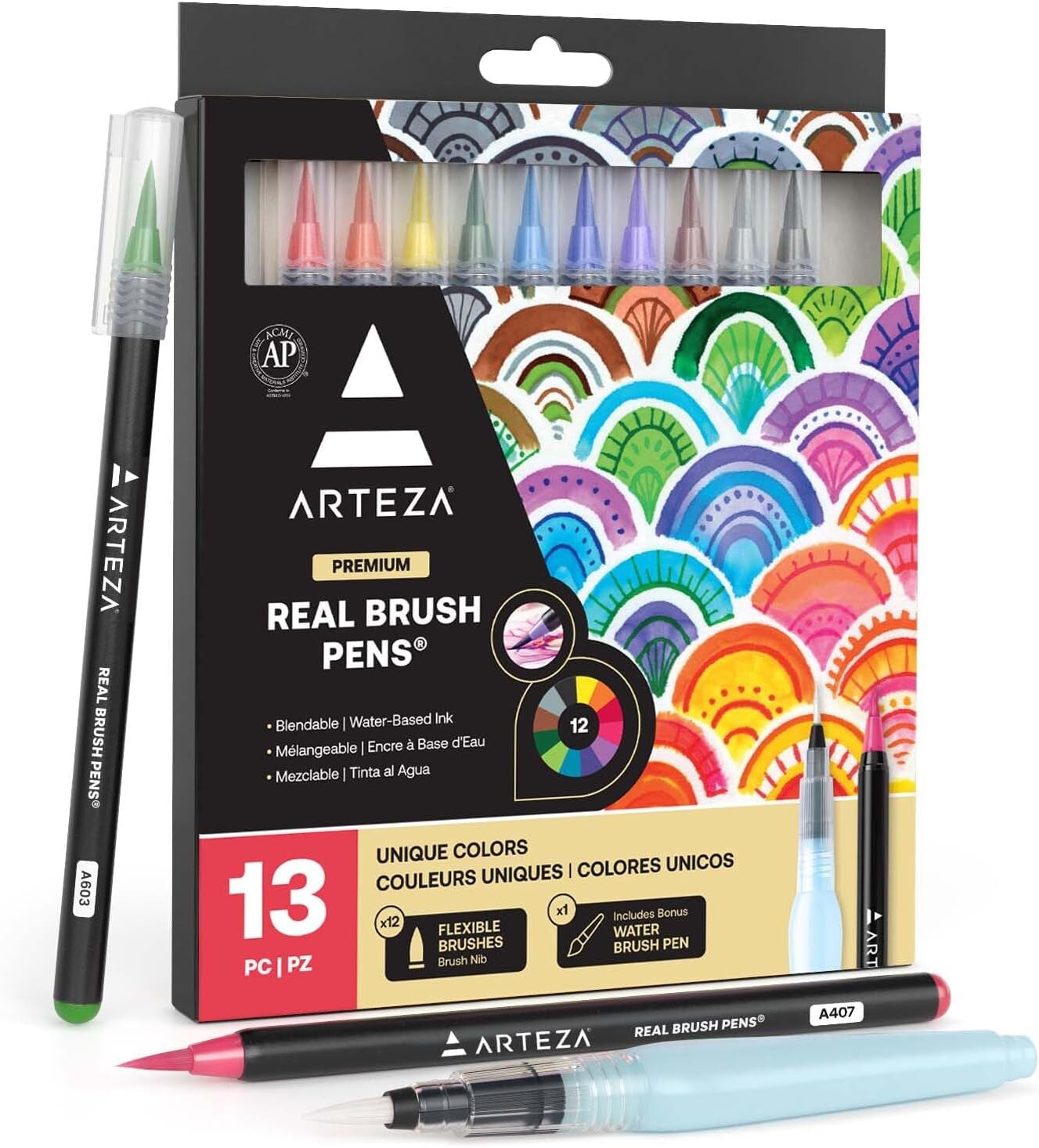 Arteza Real Brush Pens, Portrait Tones - 12 Pack 