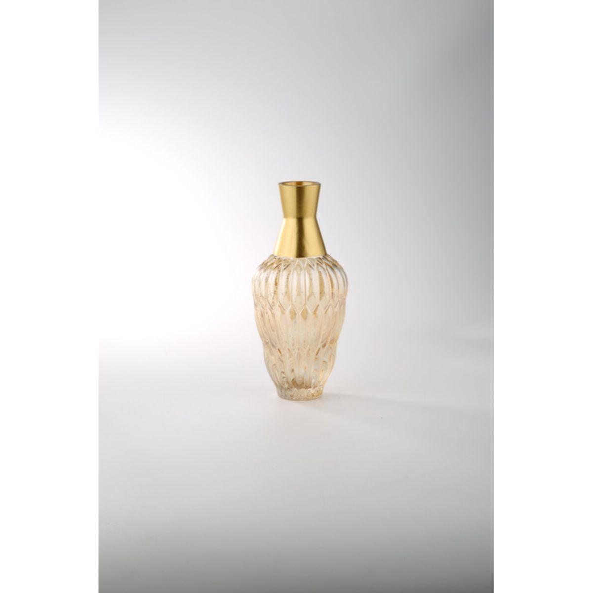 CC Home Furnishings Hand Blown Glass Bottle Vase - 10.5" - Amber and Gold