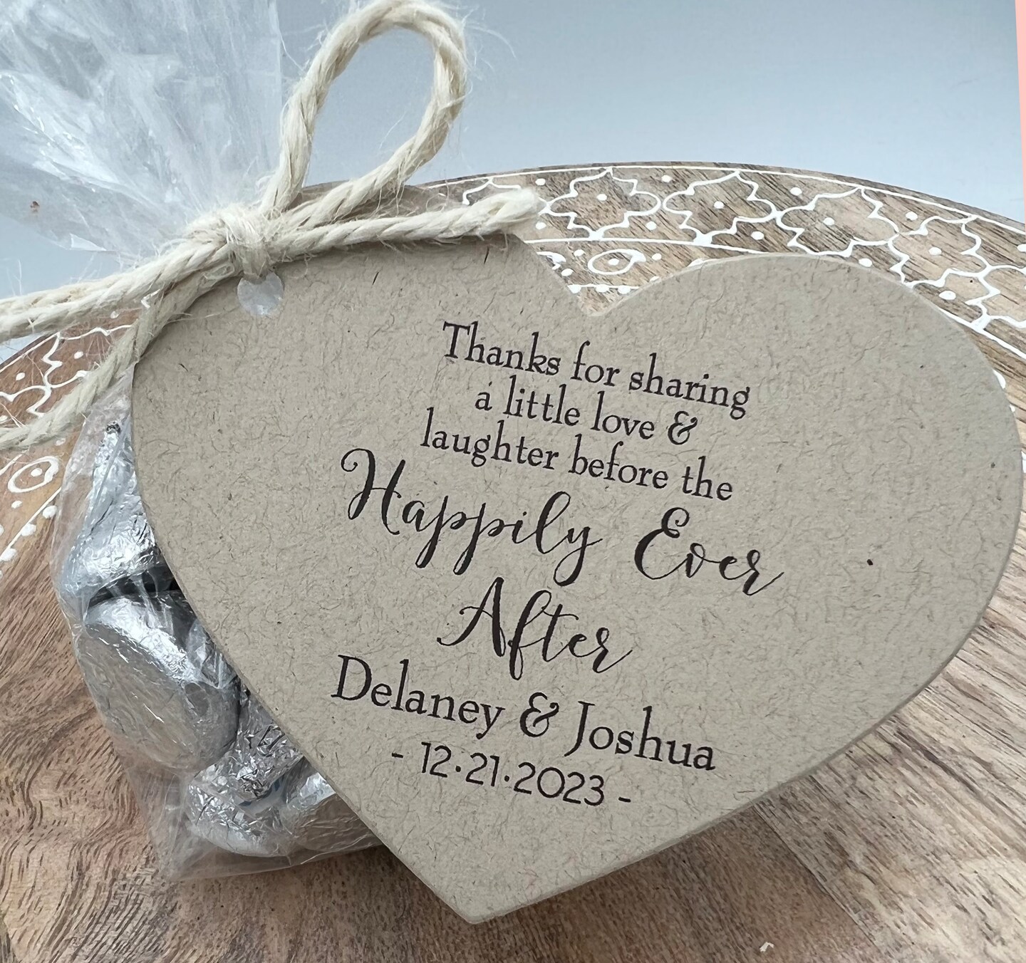 Pack of 6 Rehearsal Dinner Favor Tags or DIY kits, Thanks for Sharing a Little Love and Laughter before the Happily Ever After