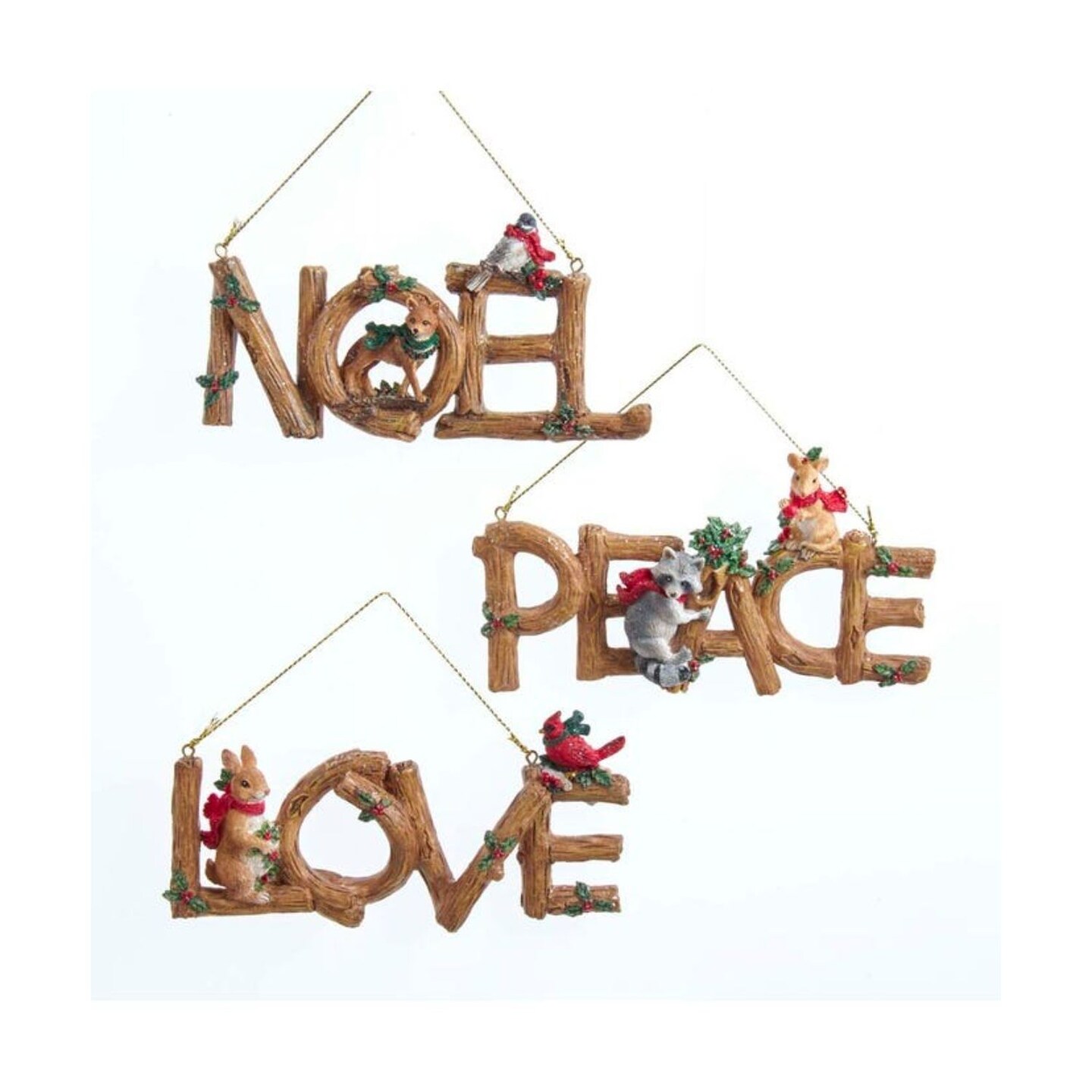 KSA Club Pack of 12 Brown Assorted Woodland Word Christmas Ornaments 5.5"