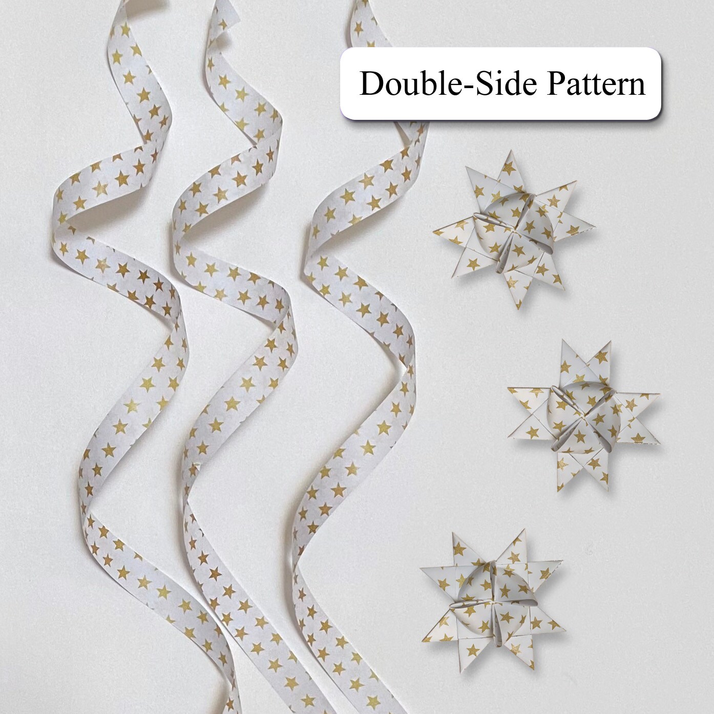 Paper Strips for Moravian, Froebel, Christmas, Advent, Danish, Pennsylvania  Stars. Gold Star Pattern. 50 Strips per Pack