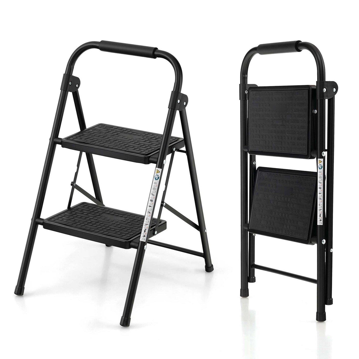 Costway 2 Step Ladder Folding Step Stool 330lbs Capacity with Anti-Slip Pedal &#x26; Handle