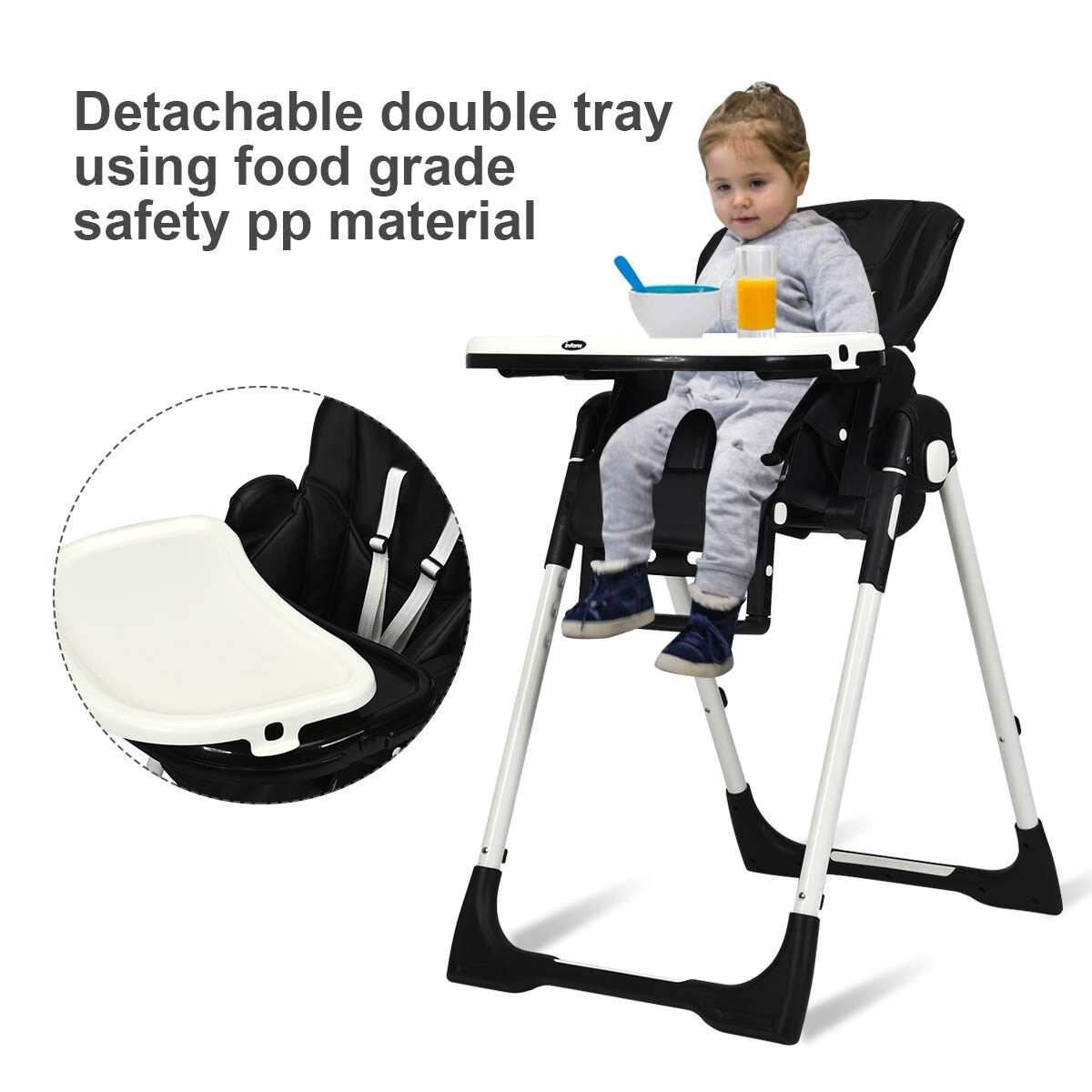 Foldable High chair with Multiple Adjustable Backrest