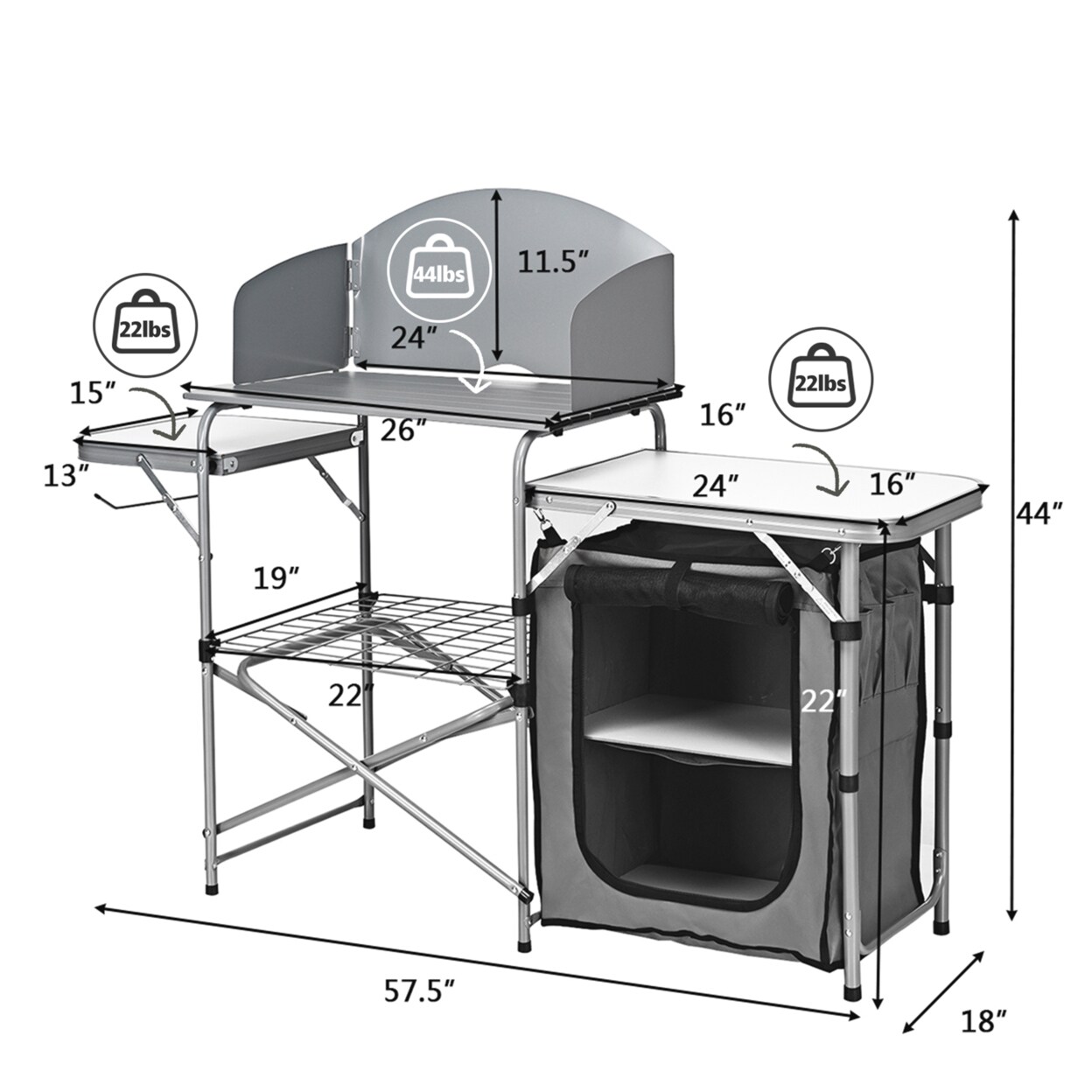 Folding Outdoor Camping Table Portable Bbq Grill Table W/ Storage Bag