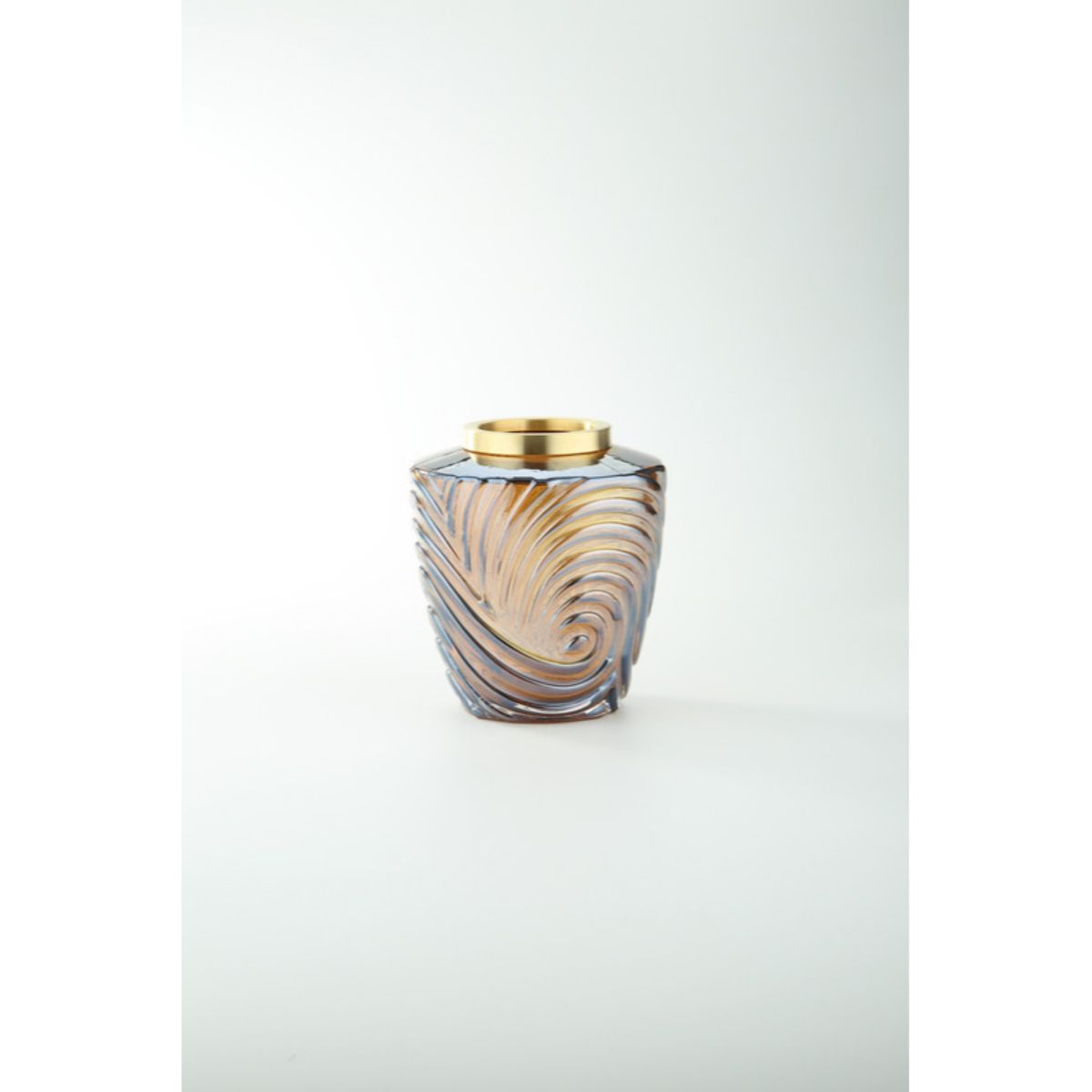 CC Home Furnishings Hand Blown Glass Urn Vase - 7&#x22; - Brown and Gold