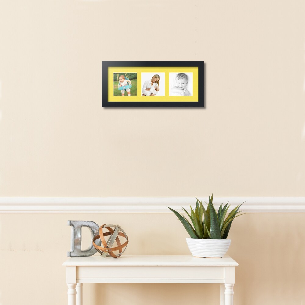 ArtToFrames Collage Photo Picture Frame with 3 - 5x5 inch Openings, Framed in Black with Over 62 Mat Color Options and Regular Glass (CSM-3926-95)