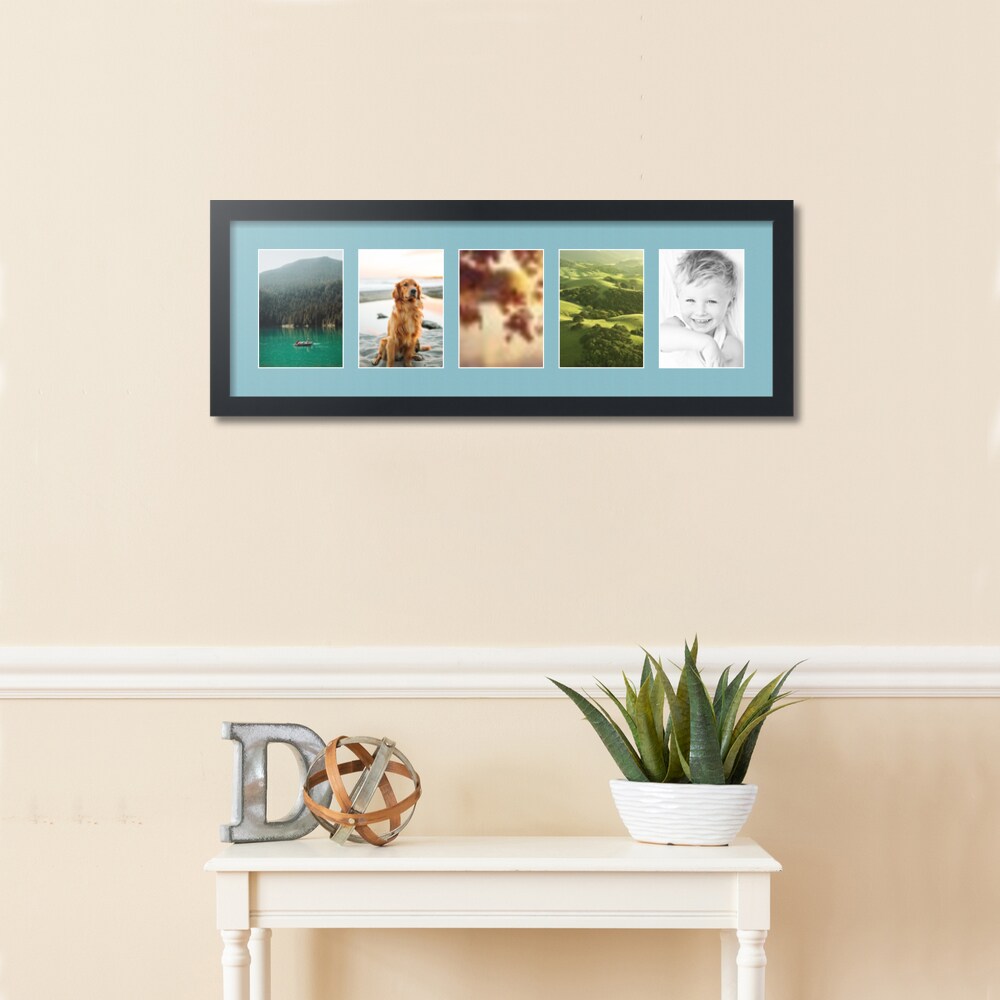 ArtToFrames Collage Photo Picture Frame with 5 - 5x7 inch Openings, Framed in Black with Over 62 Mat Color Options and Plexi Glass (CSM-3926-152)