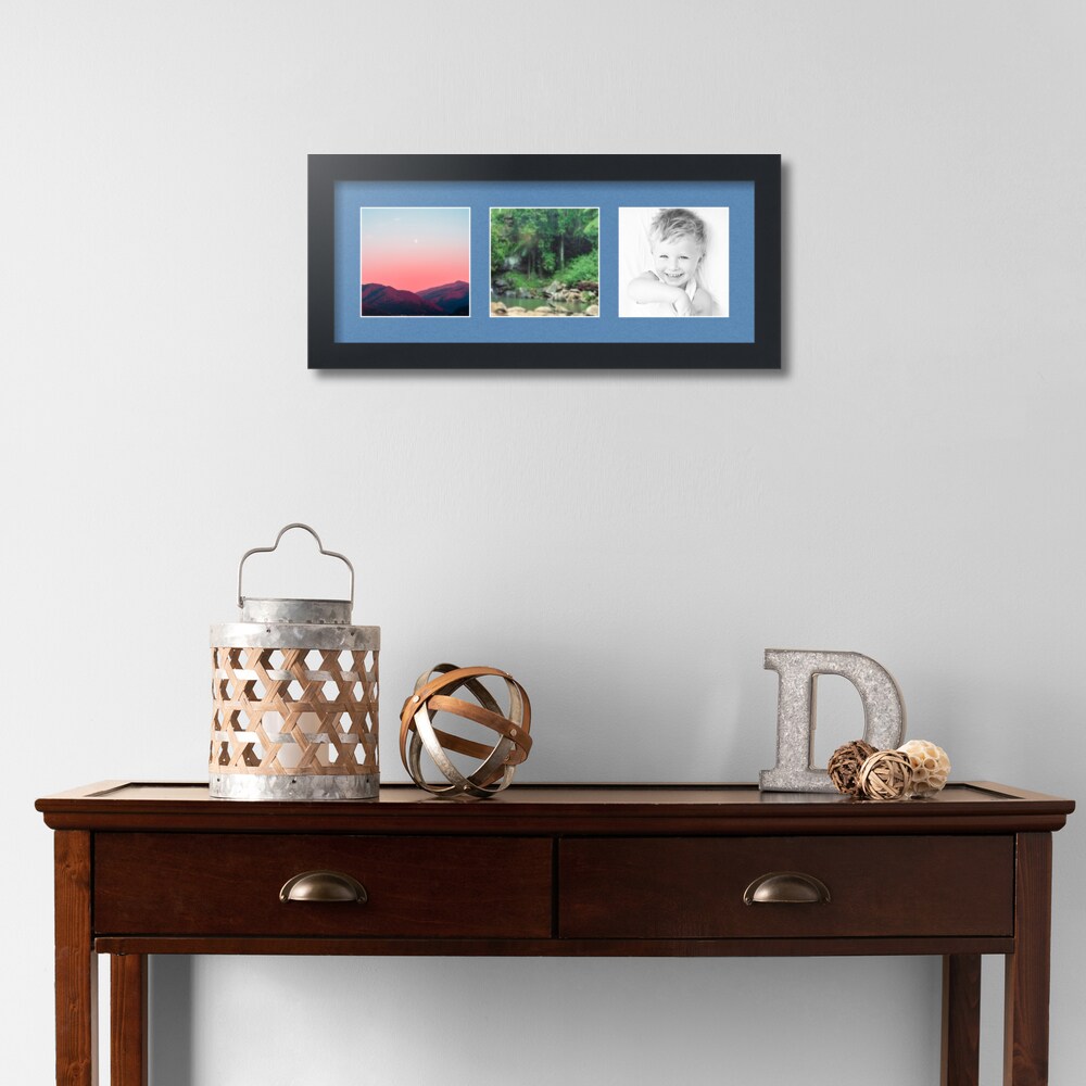 ArtToFrames Collage Photo Picture Frame with 3 - 5x5 inch Openings, Framed in Black with Over 62 Mat Color Options and Regular Glass (CSM-3926-95)