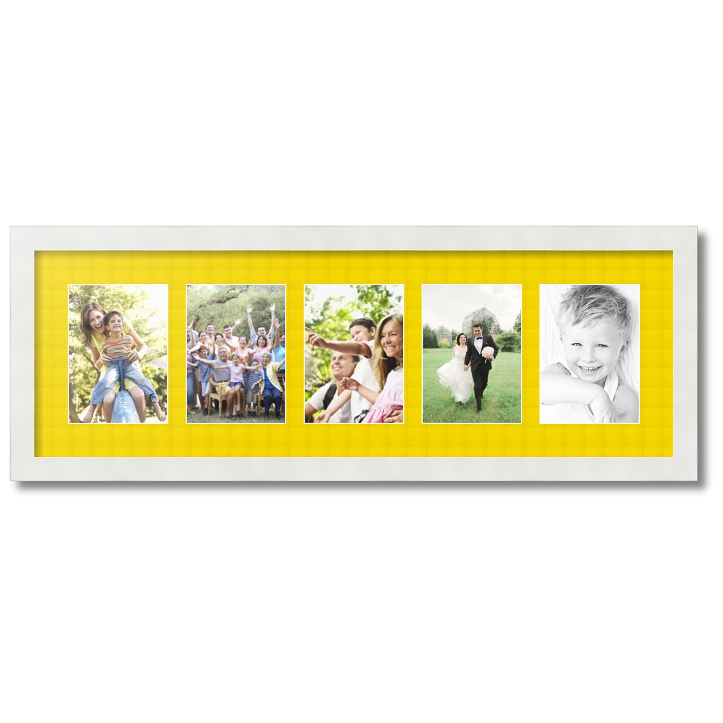 ArtToFrames Collage Photo Picture Frame with 5 - 5x7 inch Openings, Framed in White with Over 62 Mat Color Options and Plexi Glass (CSM-3966-152)