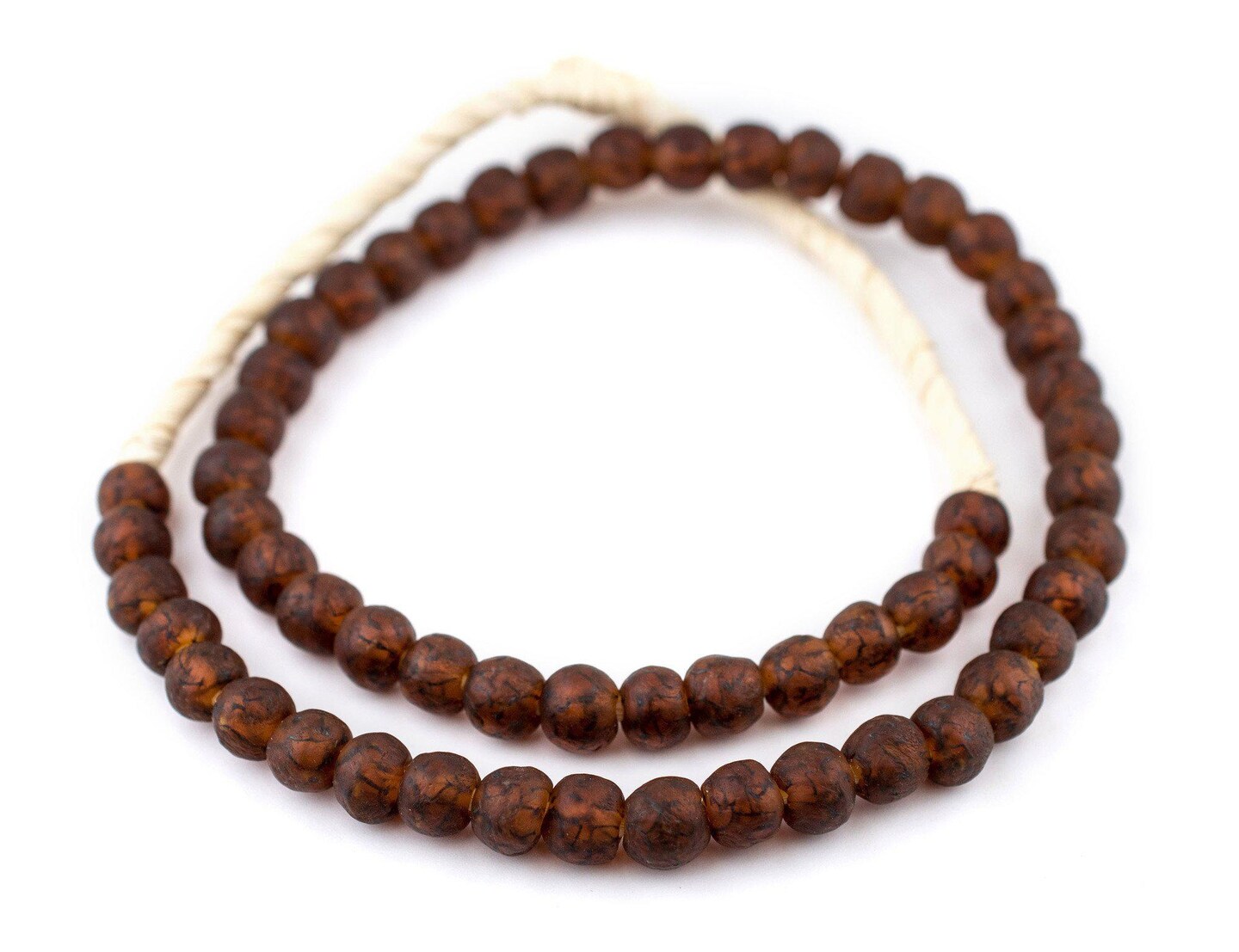 The Bead Chest African Recycled Glass Beads, 11mm - Full Strand Eco-Friendly Fair Trade Sea Glass Beads from Ghana Handmade Ethnic Round Spherical Tribal Boho Krobo Spacer Beads