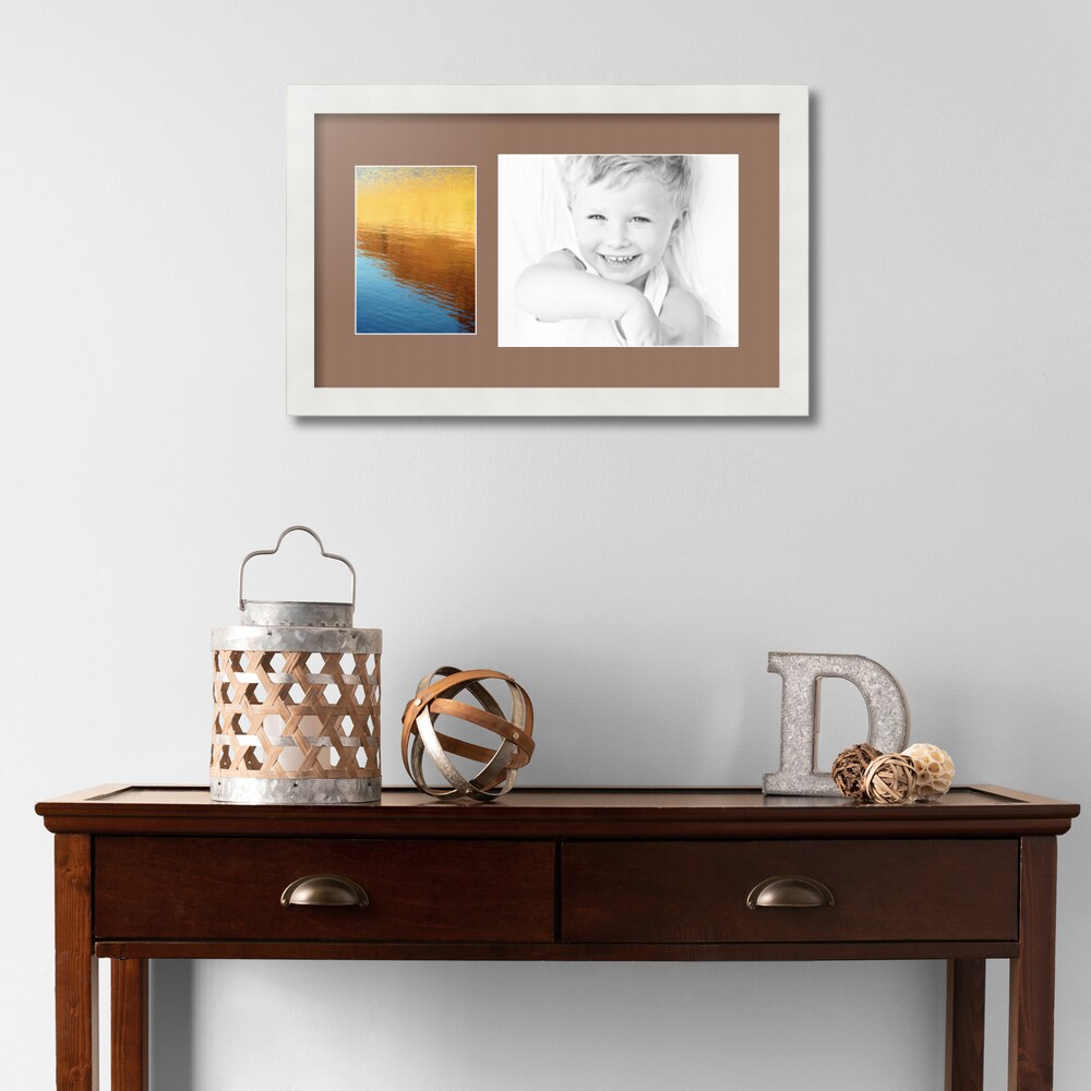 ArtToFrames Collage Photo Picture Frame with 1 - 5x7, 8x10 inch Openings, Framed in White with Over 62 Mat Color Options and Regular Glass (CSM-3966-166)