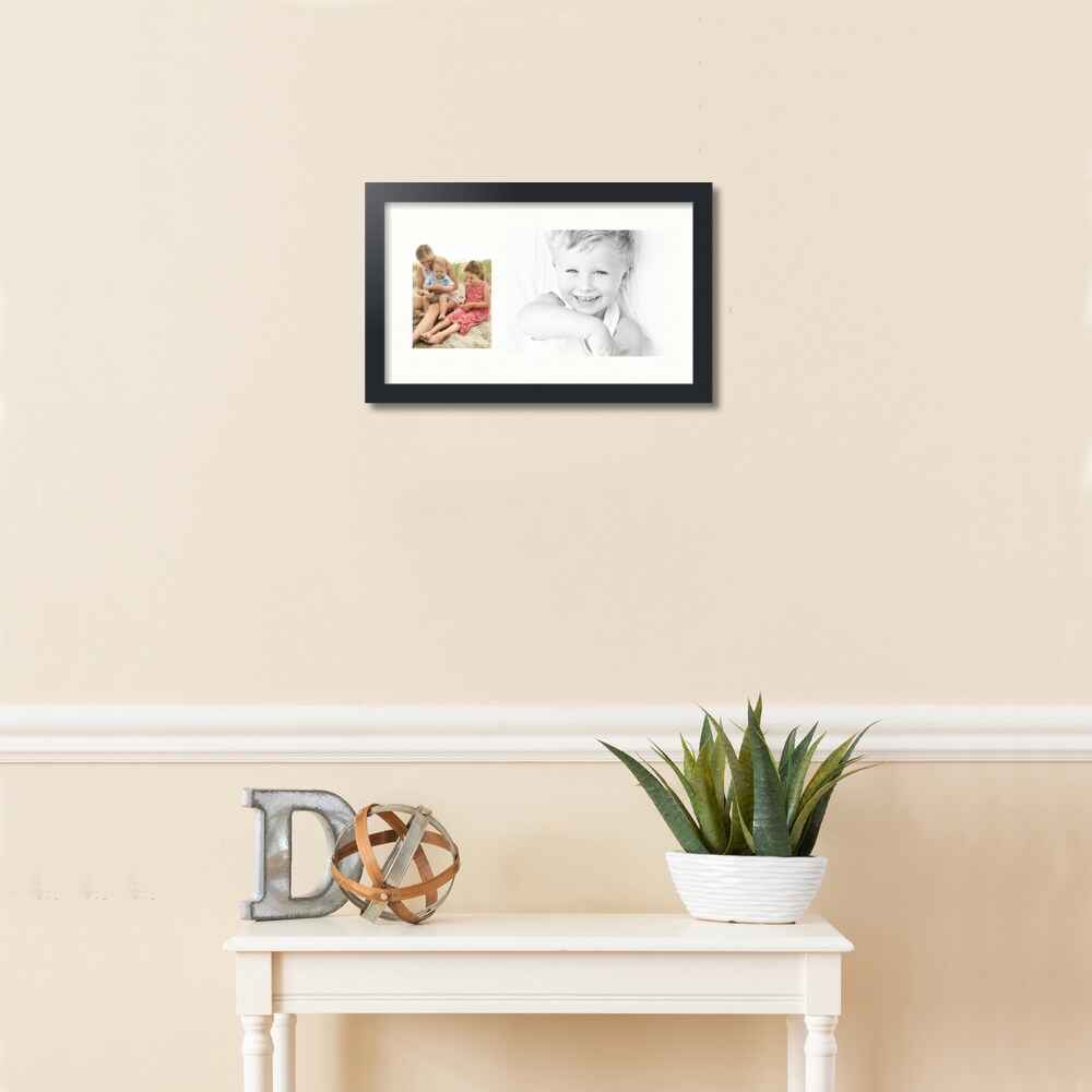 ArtToFrames Collage Photo Picture Frame with 1 - 5x7, 8x10 inch Openings, Framed in Black with Over 62 Mat Color Options and Regular Glass (CSM-3926-166)