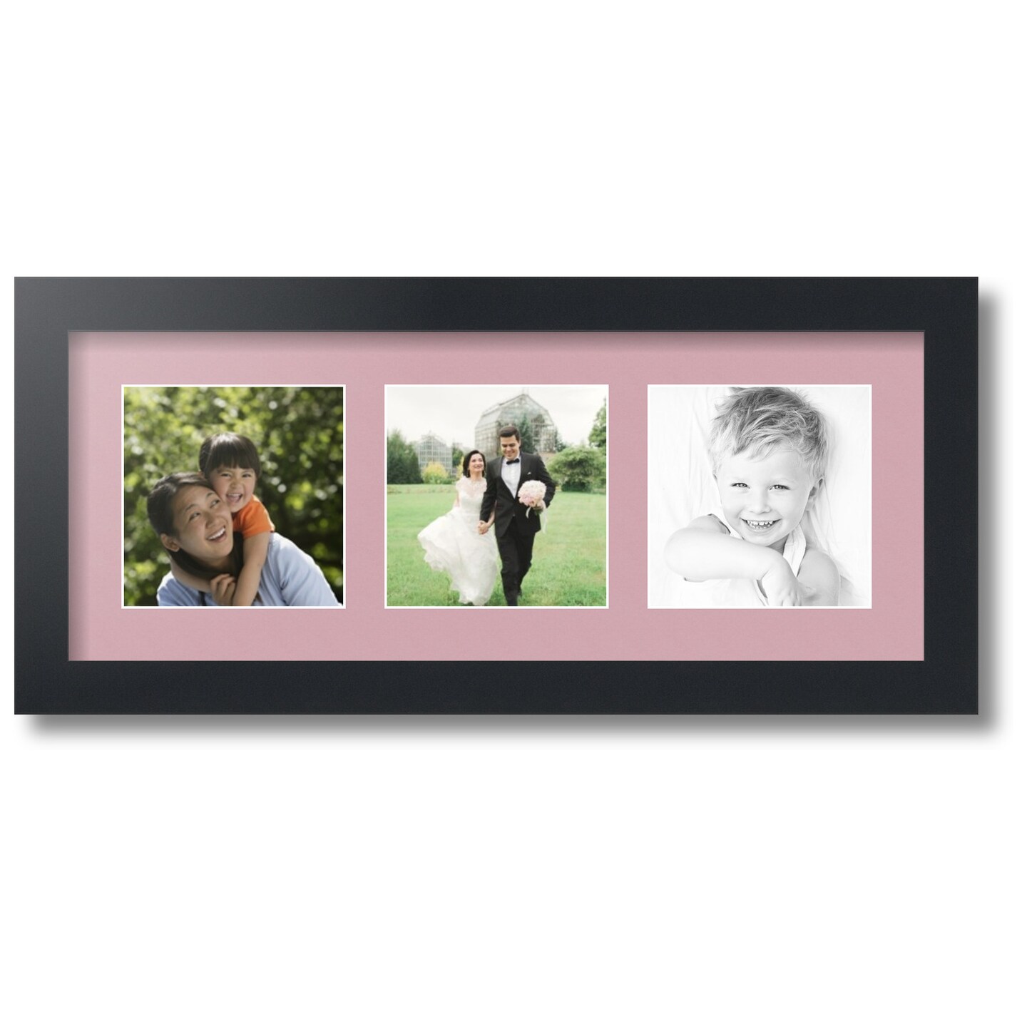 ArtToFrames Collage Photo Picture Frame with 3 - 5x5 inch Openings, Framed in Black with Over 62 Mat Color Options and Regular Glass (CSM-3926-95)