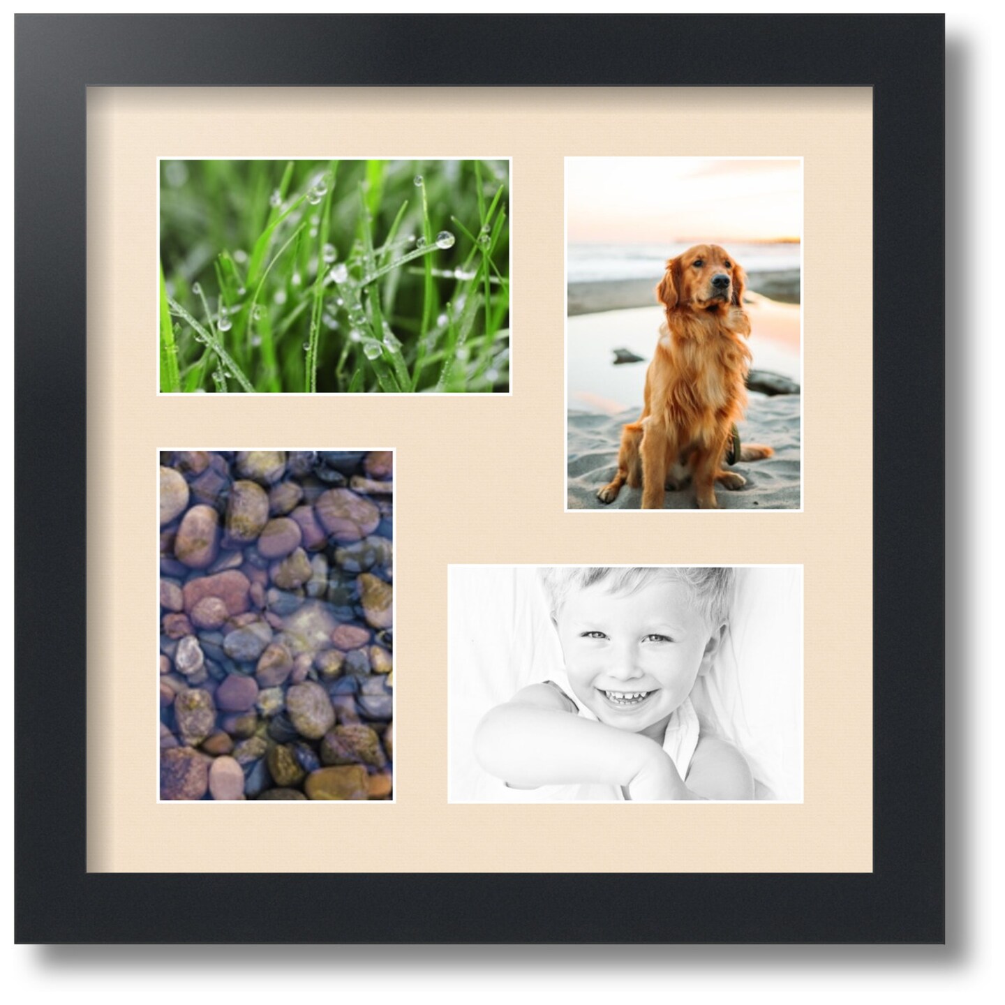 ArtToFrames Collage Photo Picture Frame with 4 - 4x6 inch Openings, Framed  in Black with Over 62 Mat Color Options and Plexi Glass (CSM-3926-14)